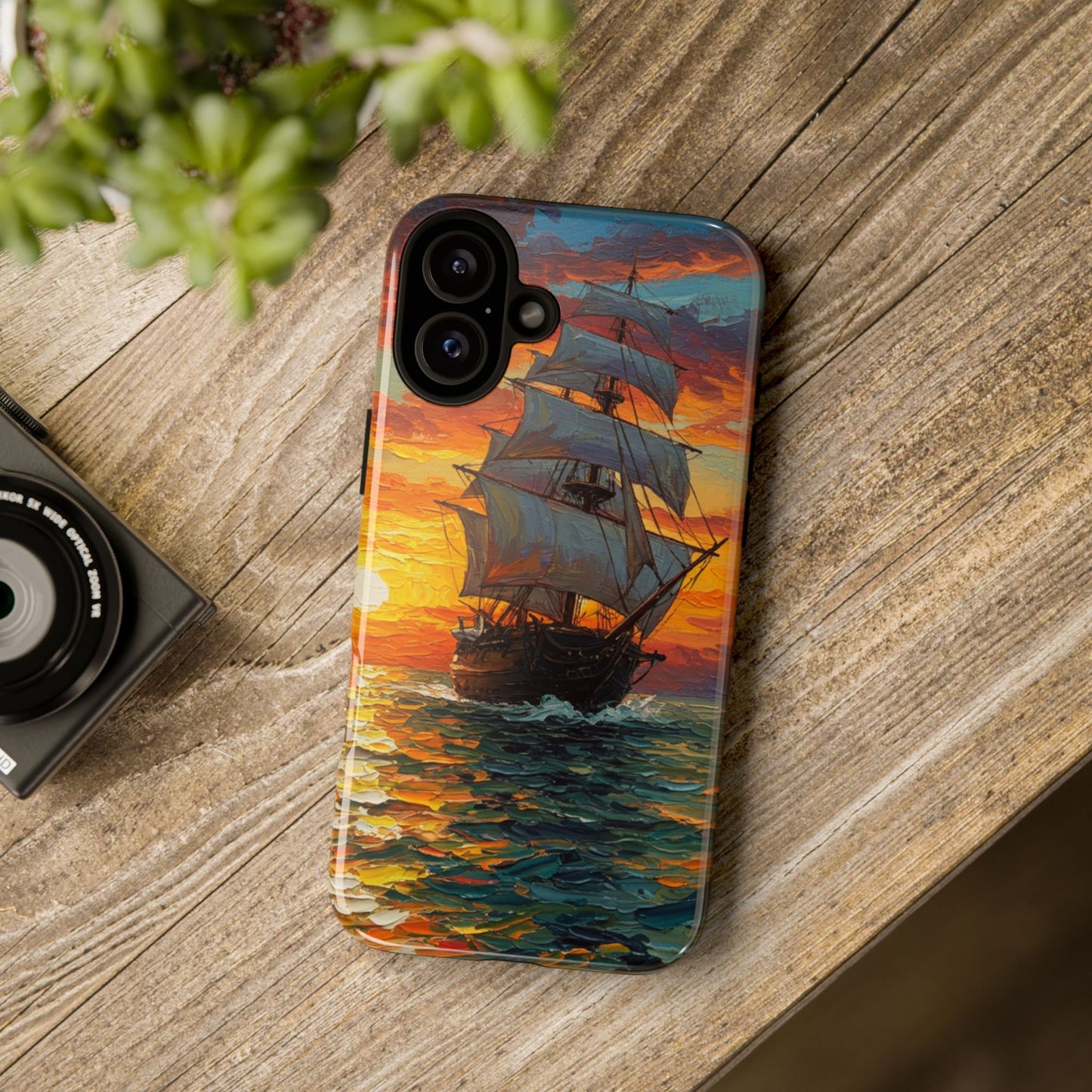 iPhone Case - Ship Sailing at Sunset Design