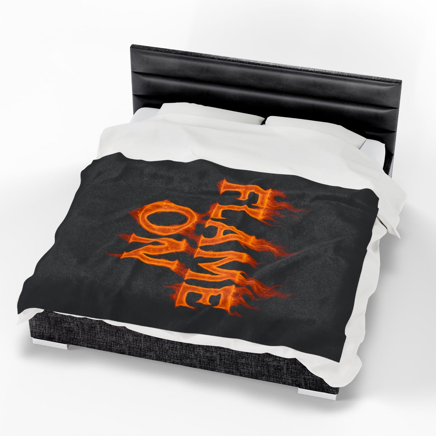Flame On Fire Typography Blanket - Bold Flame Text Fleece Throw for Comic Fans, Cozy Fire Aesthetic Decor, Hero-Inspired Bedding Gift