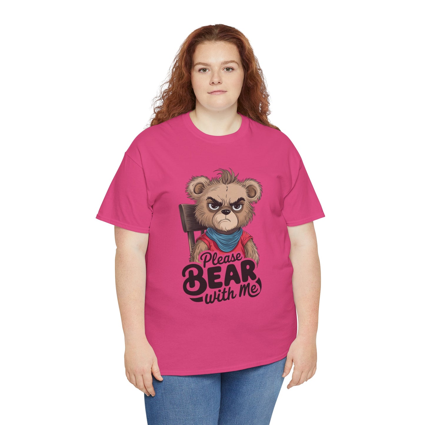 Grumpy Bear Graphic Tee – Please Bear With Me Shirt – Funny Animal T‑shirt – Sarcastic Humor Gift – Cute Bear Meme Art Tee