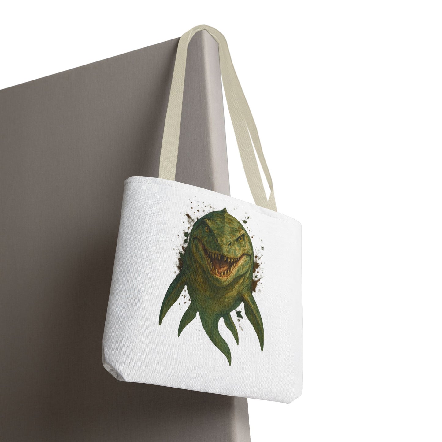 Watercolor Mosasaurus Tote Bag - Prehistoric Sea Monster Art, Dinosaur Ocean Reptile Gift, Eco Canvas Bag for Dino and Marine Fans