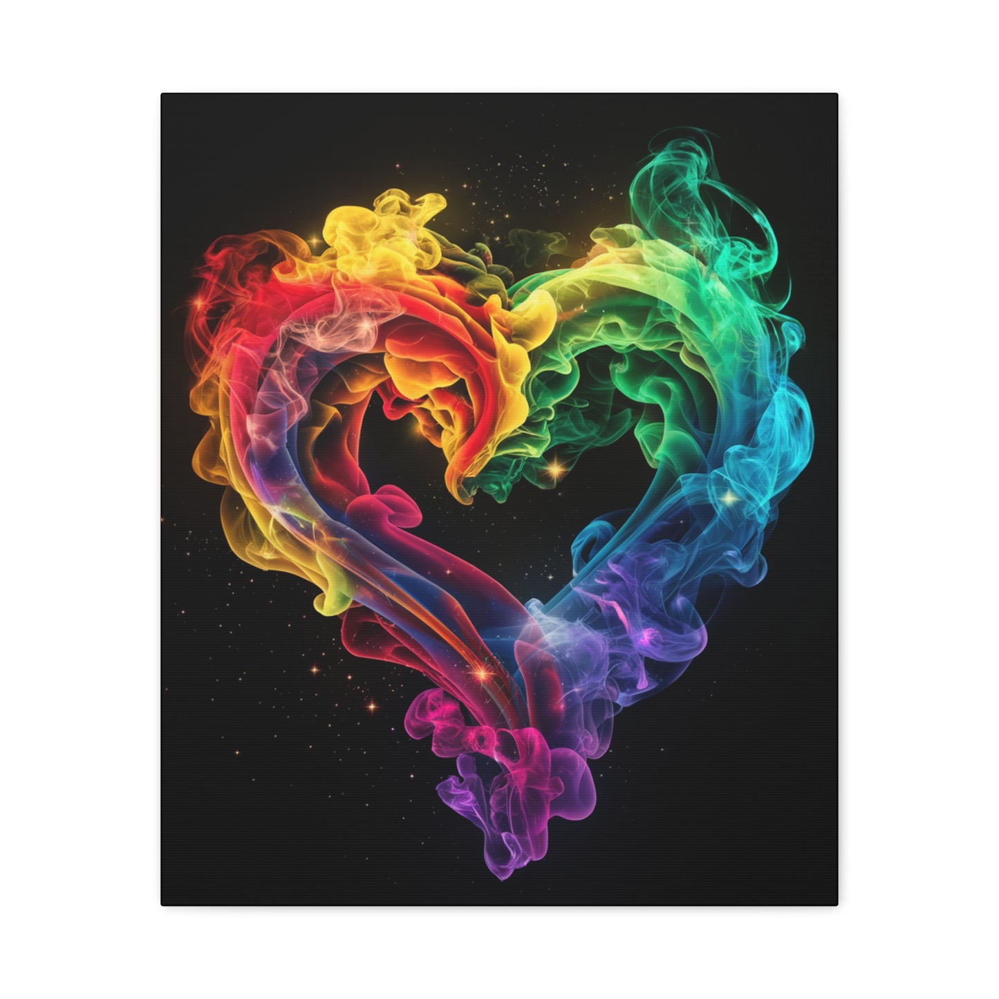 Canvas Art Print - Colorful Smoke Heart Design