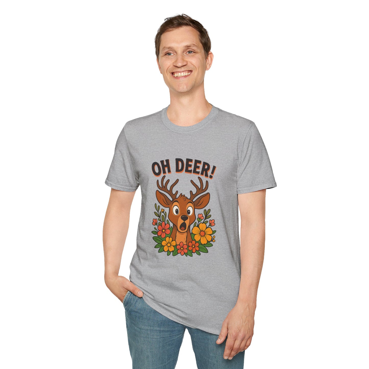 Oh Deer! Cute Floral Deer Graphic Tee | Funny Animal Lover Gift, Personalized, Nature Woodland Shirt, Deer Mom | Gift for Her Him
