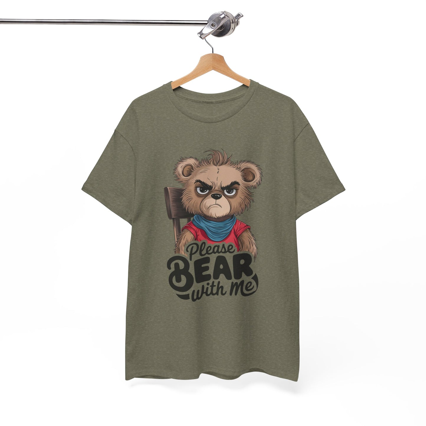 Grumpy Bear Graphic Tee – Please Bear With Me Shirt – Funny Animal T‑shirt – Sarcastic Humor Gift – Cute Bear Meme Art Tee