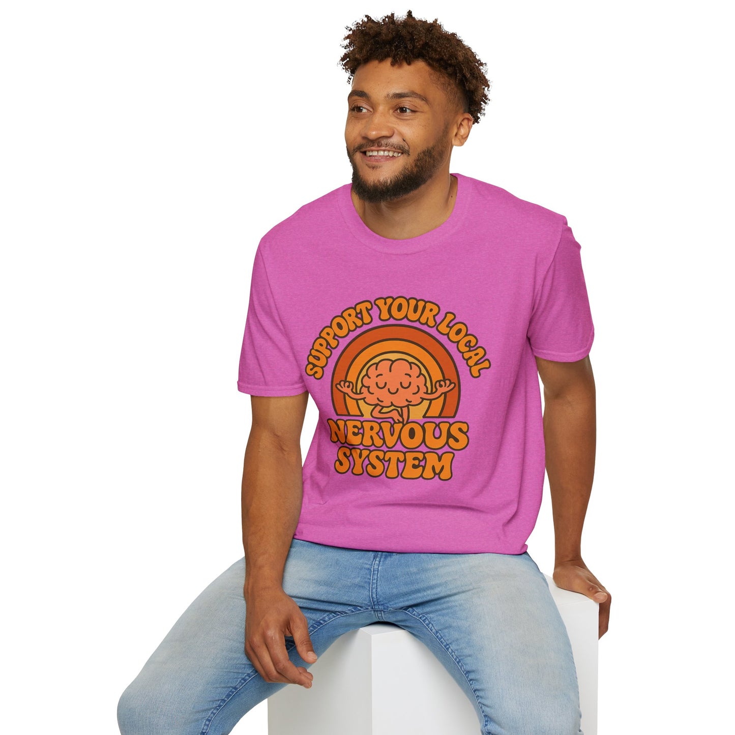 Support Your Local Nervous System T-Shirt | Funny Brain Tee, Neurodiversity Gift, Mental Health Humor Shirt, Science Geek Retro Tee