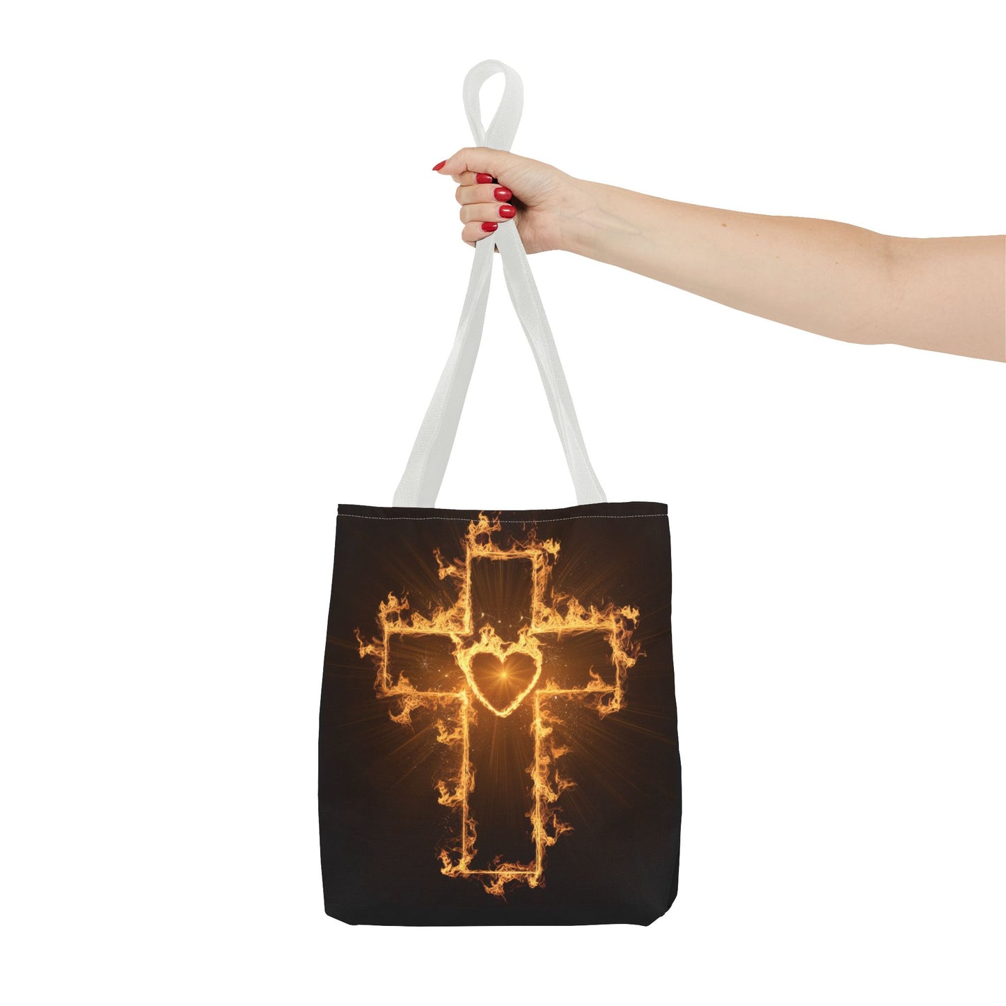Stylish Flame Cross Tote Bag - Faith-Inspired Fashion