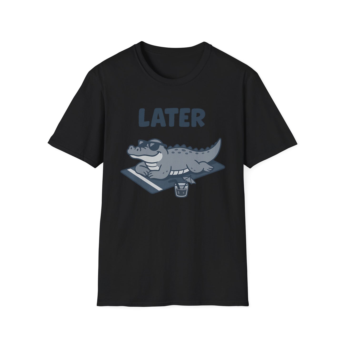 Later Gator Lounge Graphic Tee - Funny Alligator T-Shirt, Summer Vacation Humor, Cute Animal Tee, Relax Gift for Him and Her