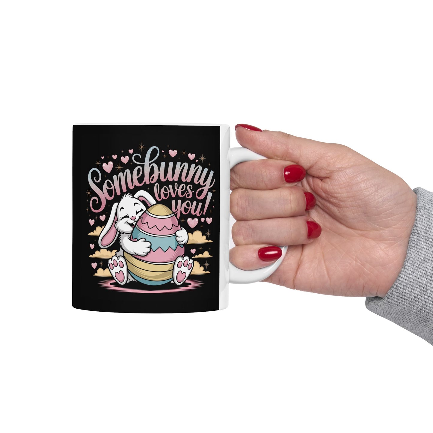 Easter Mug - Easter Bunny Somebunny Loves You Easter Cup Bunny Mug