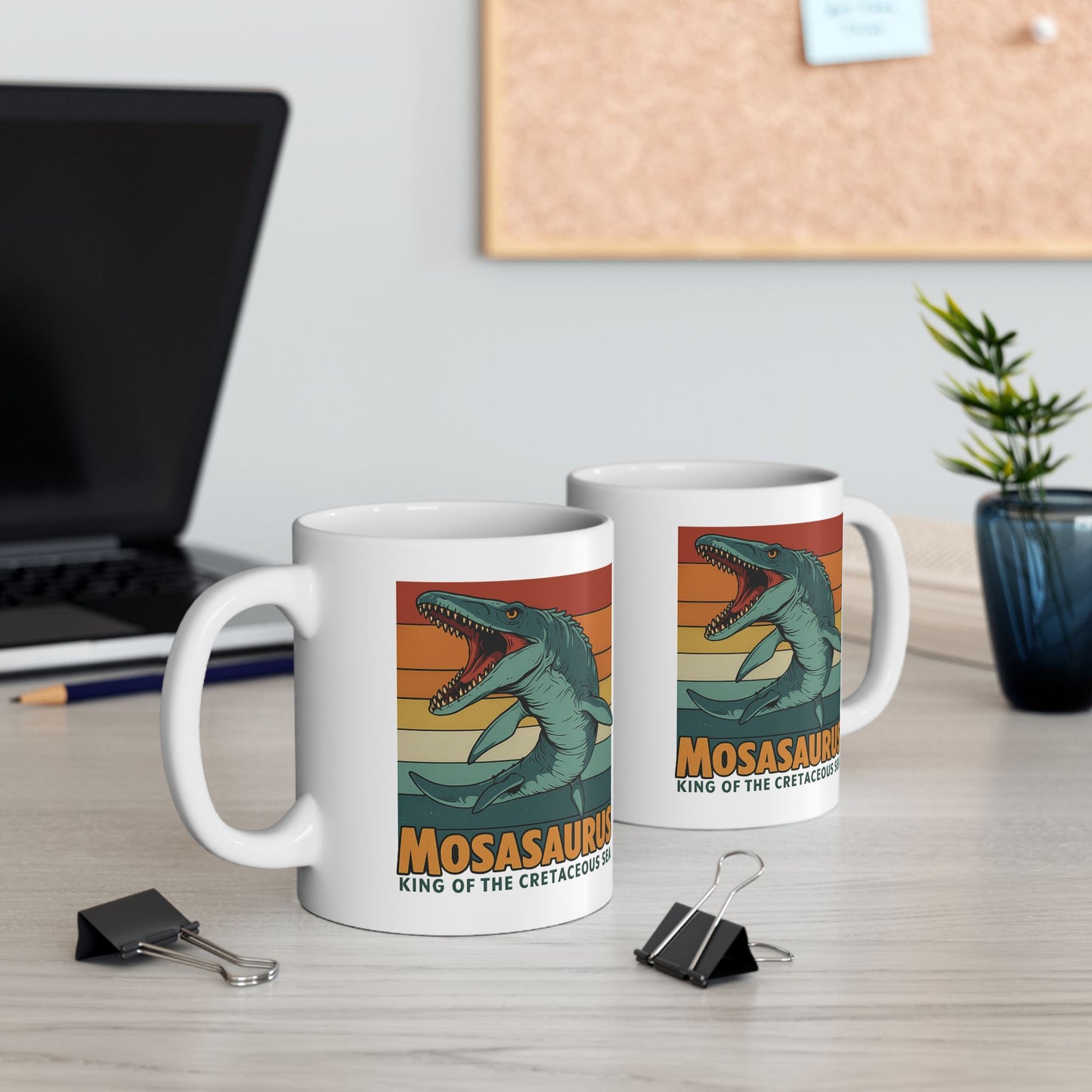 Retro Mosasaurus Mug - Ocean Beast Ceramic Coffee Cup 11oz/15oz | Jurassic Sea Monster Gift for Dinosaur Lovers Marine Mug