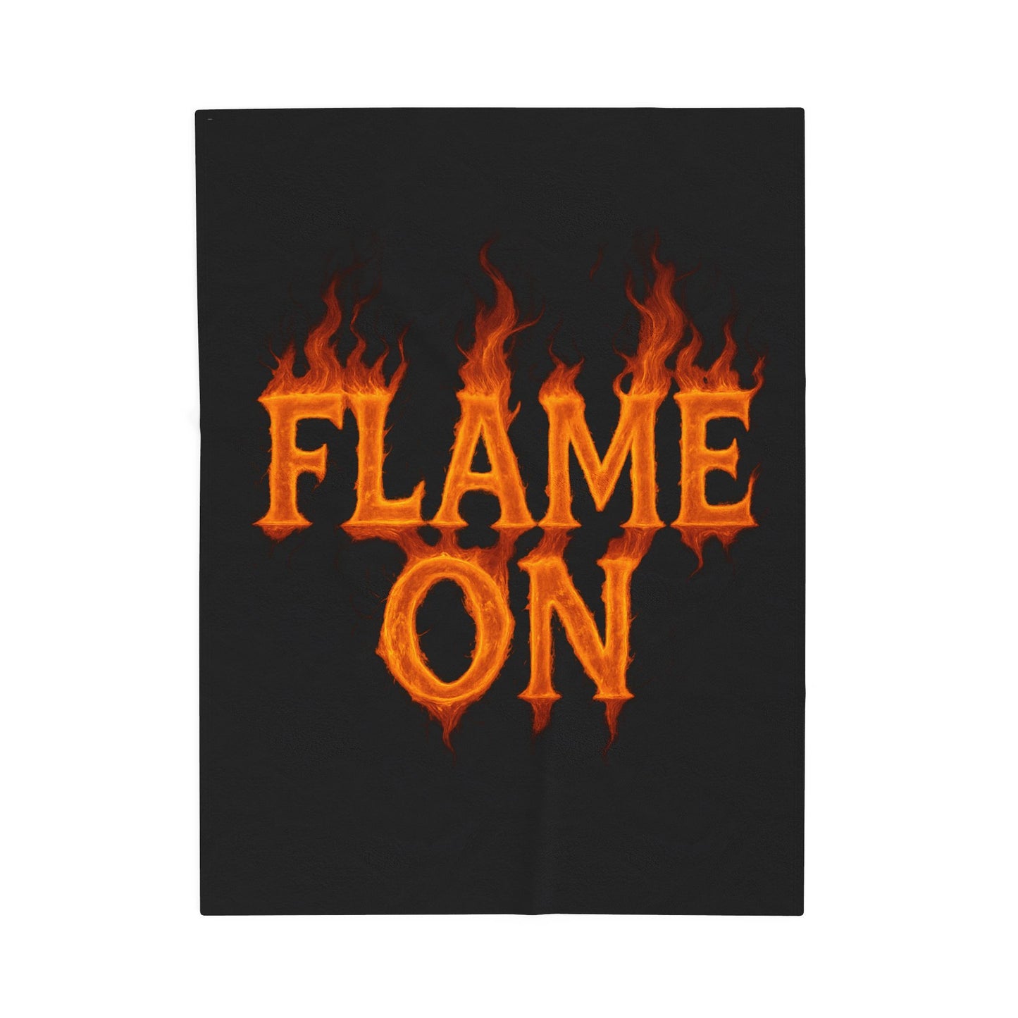 Flame On Fire Typography Blanket - Bold Flame Text Fleece Throw for Comic Fans, Cozy Fire Aesthetic Decor, Hero-Inspired Bedding Gift