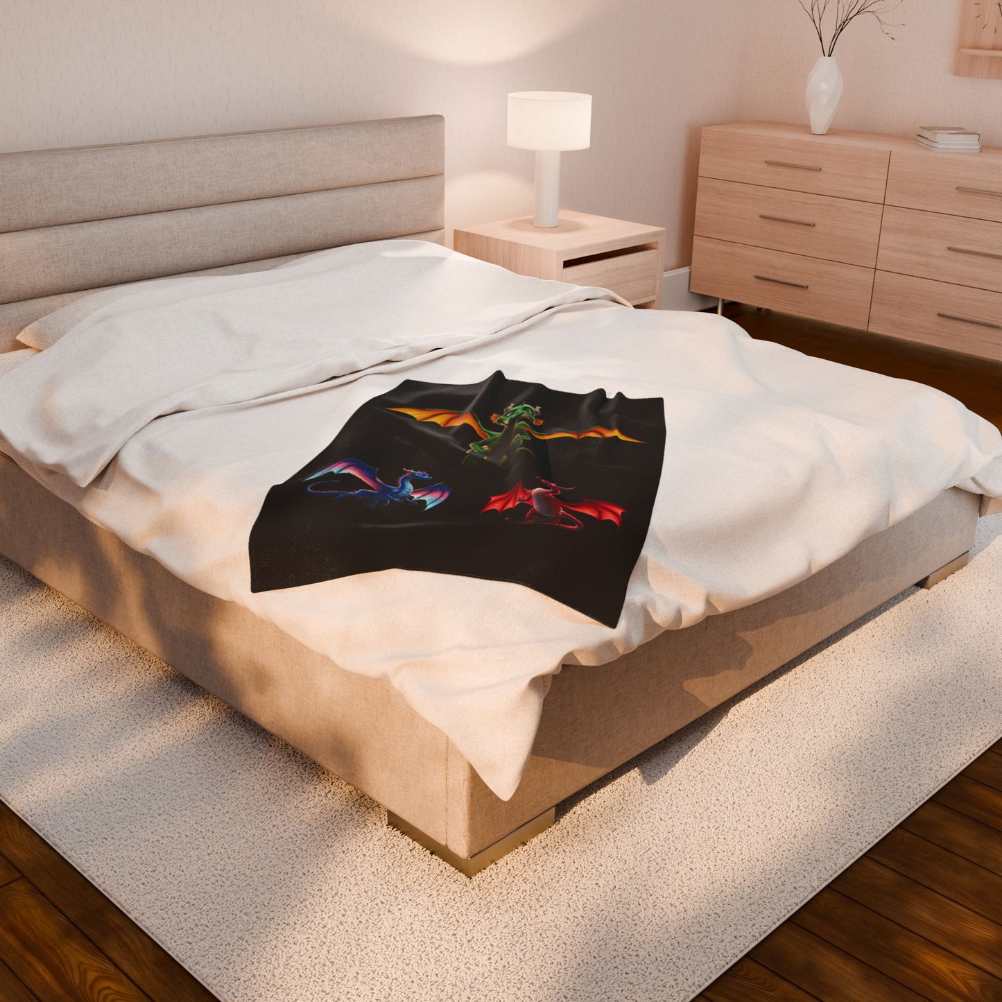 Fantasy Dragon Polyester Blanket | Colorful Dragon Throw for Gamers & DnD Fans | Cozy Mythical Creature Bedding | Dragon Lover Gift