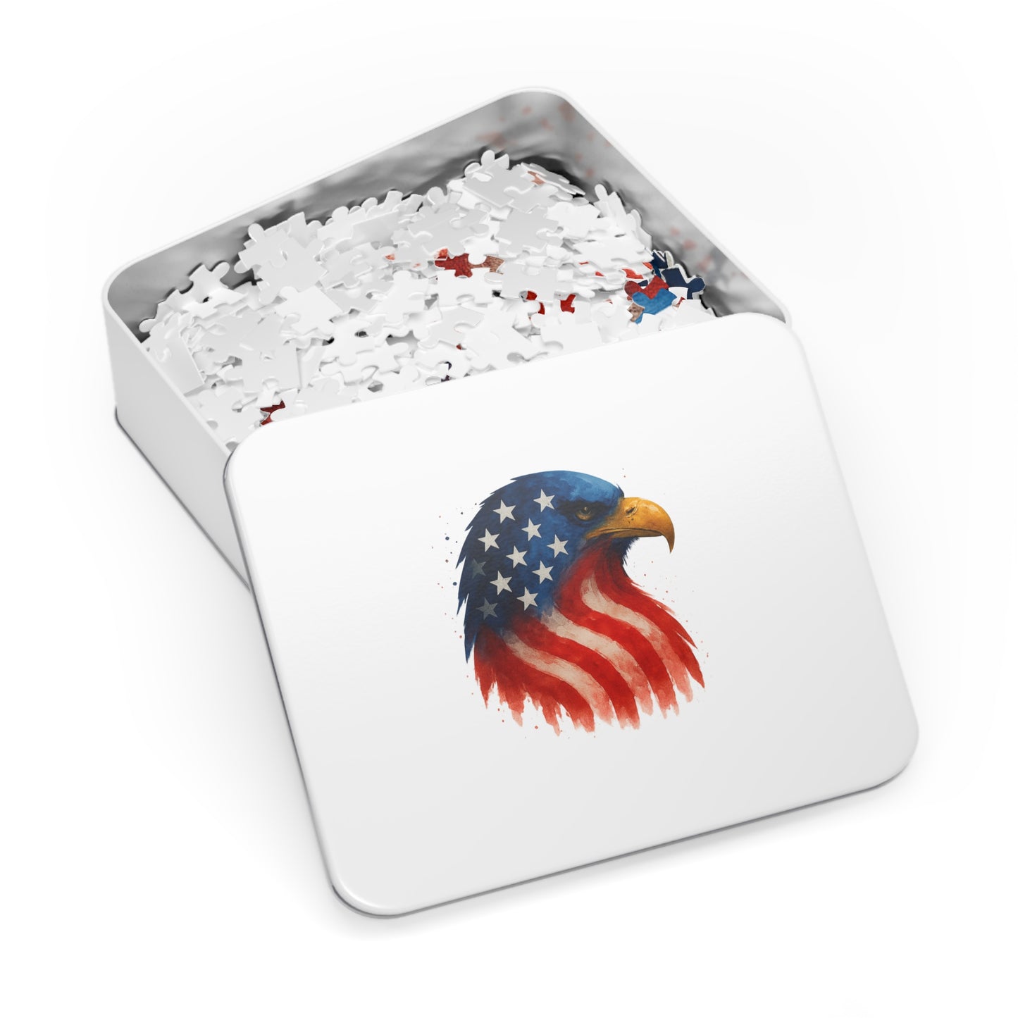 Patriotic Eagle Puzzle - 252 pc - 2000 pc Eagle Jigsaw in Tin, USA Family Game Night, Independence Day Gift, Educational Relaxation Decor
