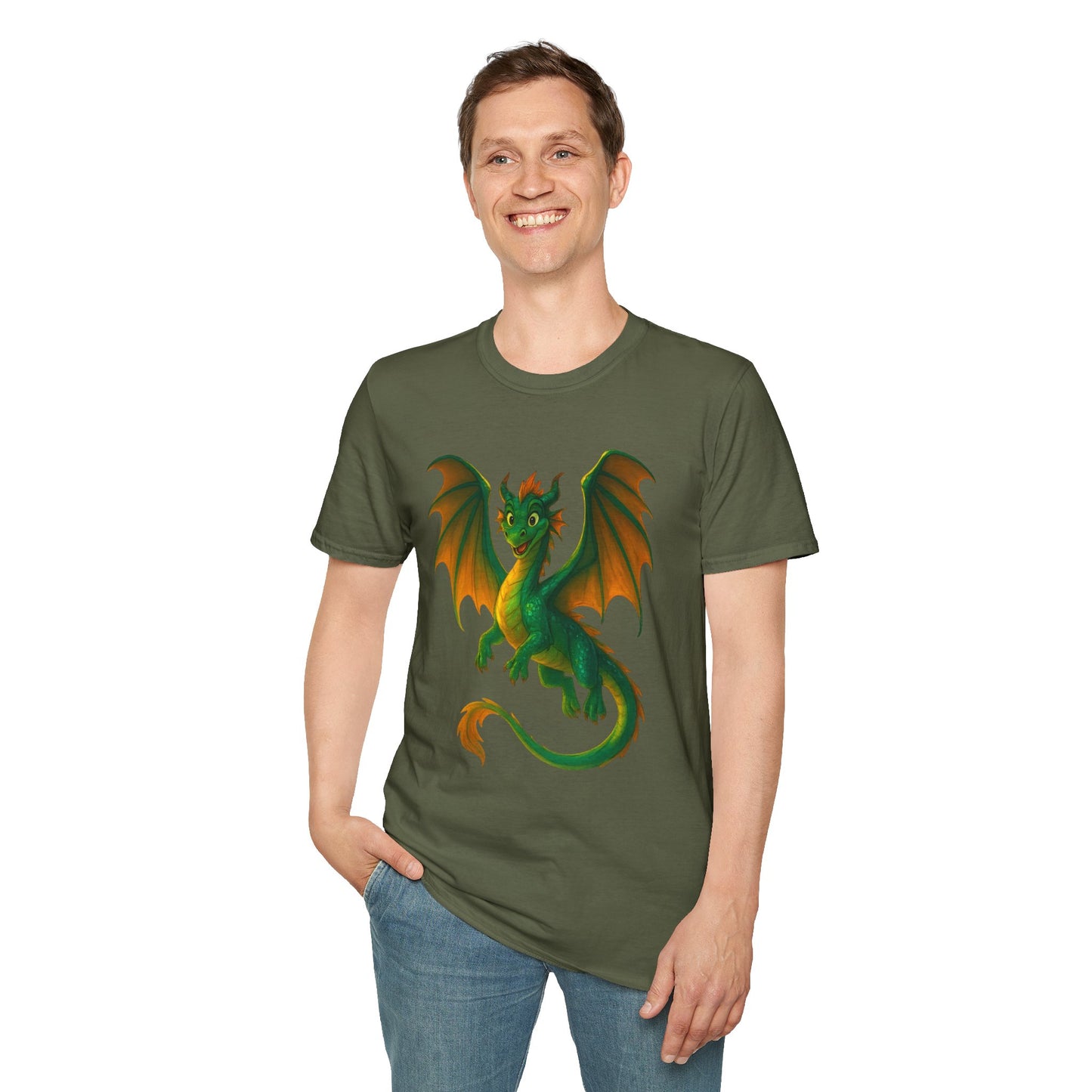 Green Dragon Fantasy T-Shirt | Unisex Mythical Creature Tee | DnD Gamer Gift | Cool Dragon Shirt | Magic RPG Nerdy Graphic Tee