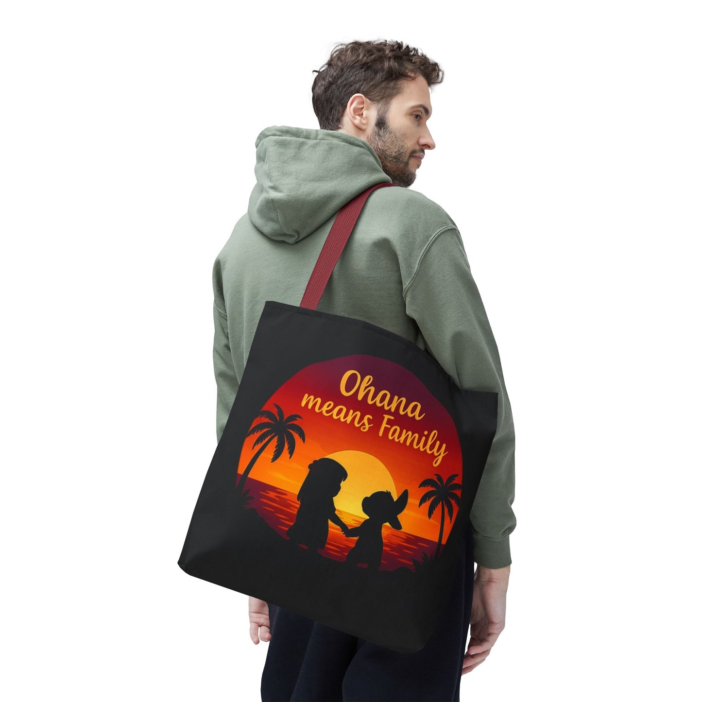 Ohana Means Family Tote Bag – Lilo and Stitch Inspired Bag, Hawaiian Quote, Disney Aesthetic Gift, Reusable Grocery or Beach Bag