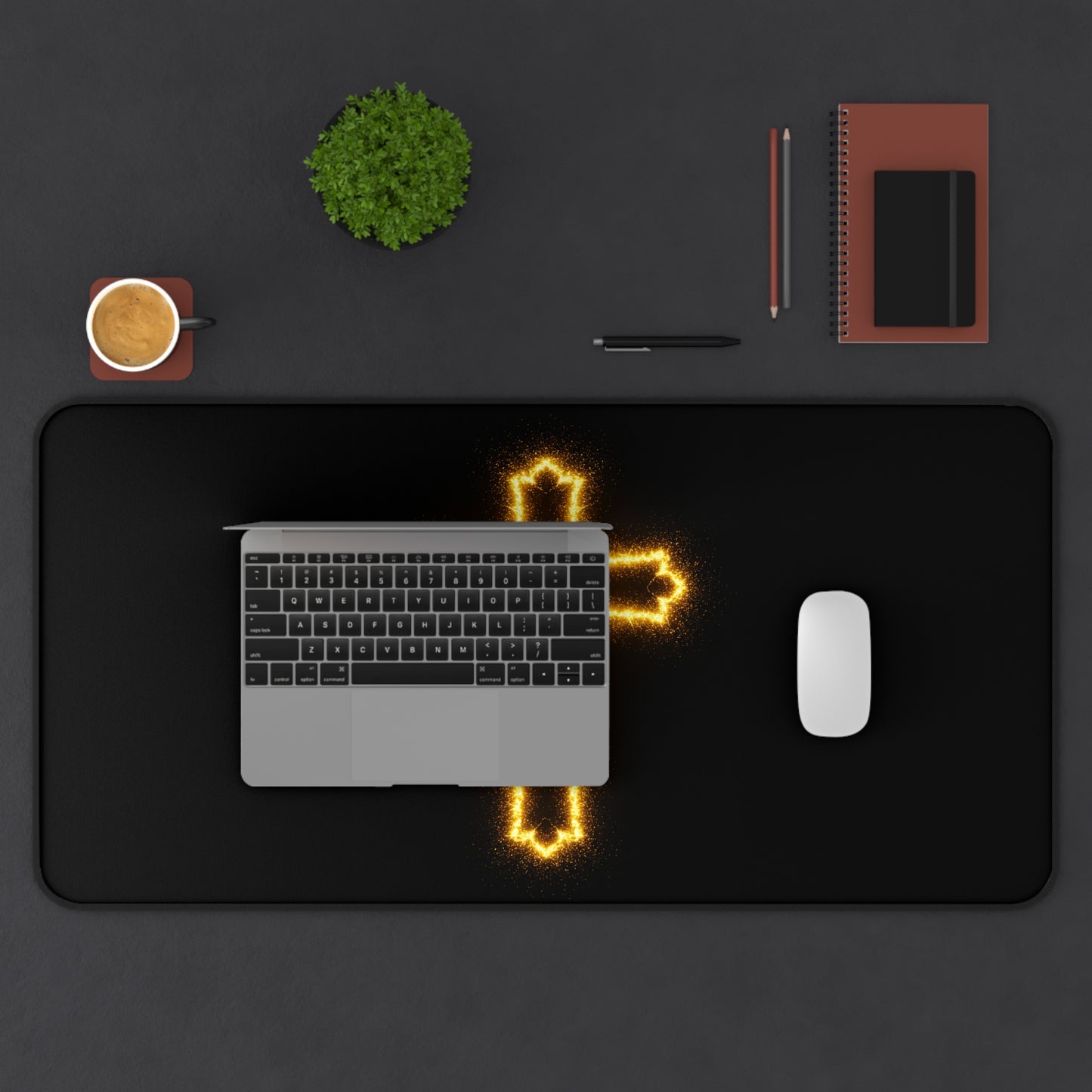 Desk Mat with Glowing Cross Design