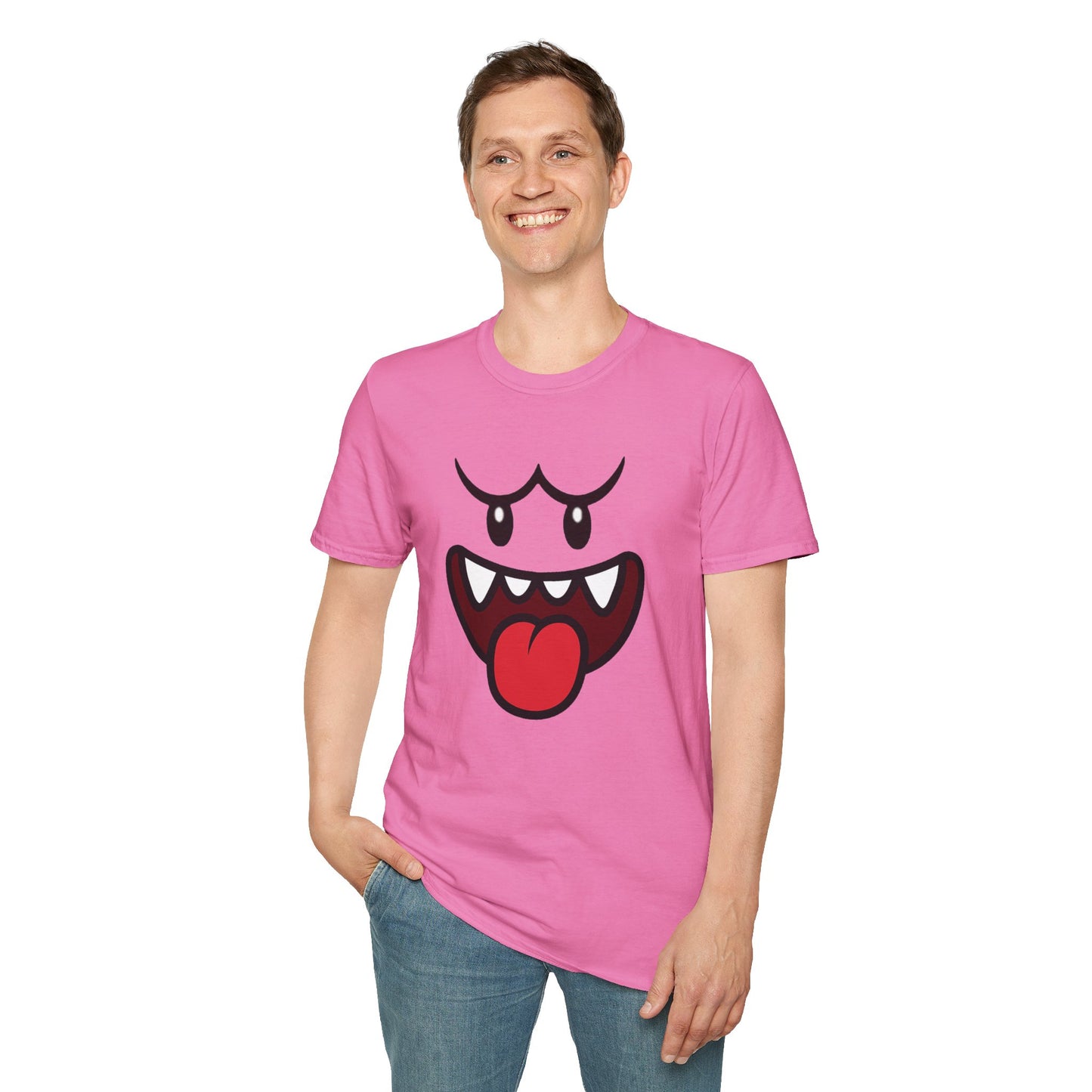 Ghost Face Graphic T-Shirt – Funny Spooky Cute Retro Halloween Tee, Y2K Nostalgia Bold Design, Soft Cotton, Fall Gift Shirt