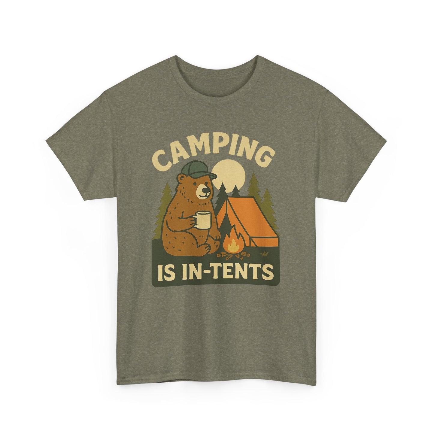 Camping Is In-Tents Funny Bear Camping Tee - Cute Outdoorsy Pun Shirt - Retro Campfire Graphic, Nature Lover Gift, Unisex Adventure Apparel