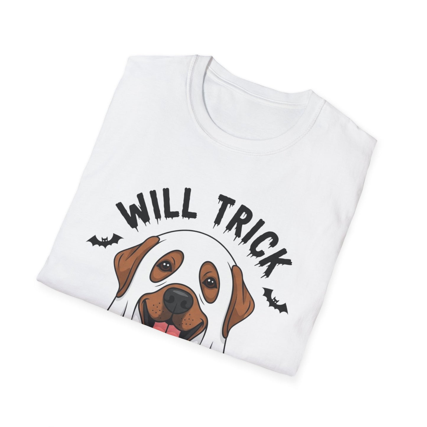 Will Trick for Treat Ghost Dog Halloween T-Shirt | Funny Spooky Dog Tee | Trick or Treat Pup Graphic Tee | Cute Fall Gift for Dog Lovers