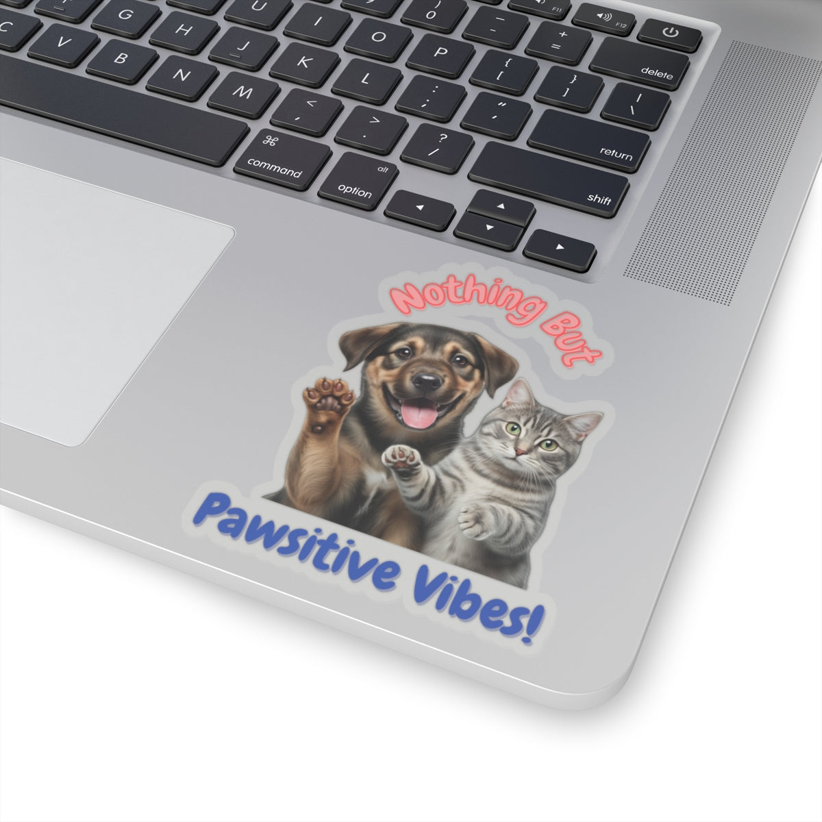 Sticker: Pawsitive Vibes Cat and Dog Pun