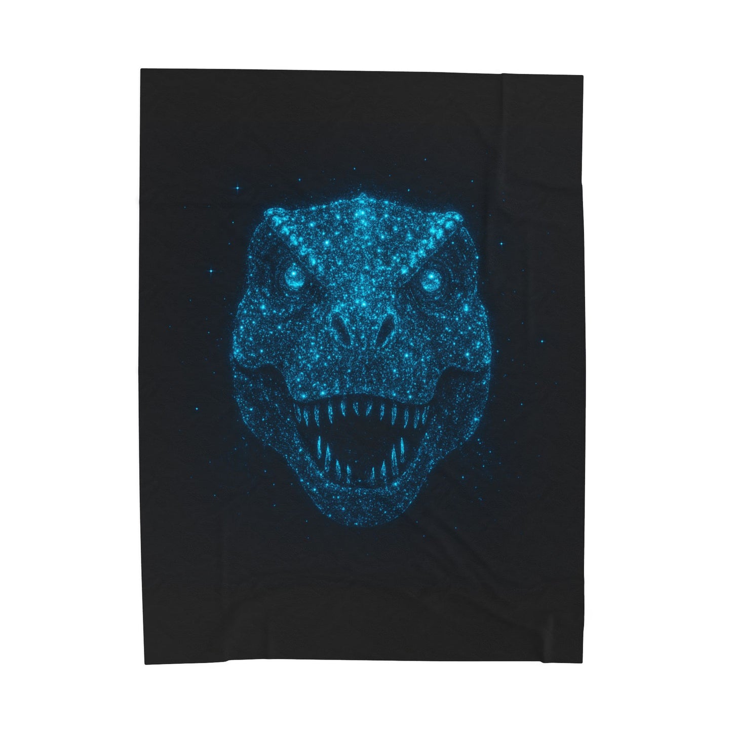 Bioluminescent-Style T-Rex Blanket - Neon Blue Dinosaur Throw for Kids, Teens and Gamers - Soft Cozy Dino Bedding, Unique Jurassic Gift