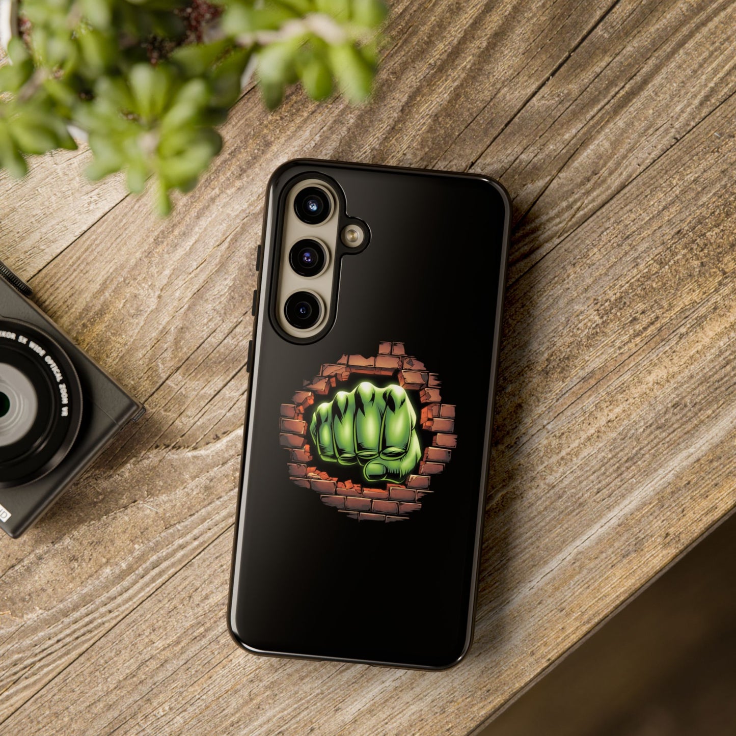 Samsung Phone Case, Green Fist Smashing Wall Design, Comic Book Phone Case, Geeky Case
