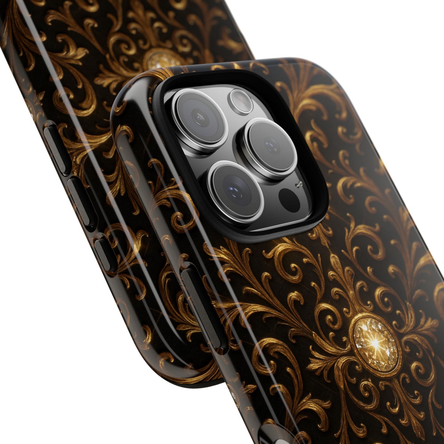 Baroque iPhone Case β Elegant Gold Floral Scroll Design for iPhone 16, 15, 14, 13, Pro Max & More