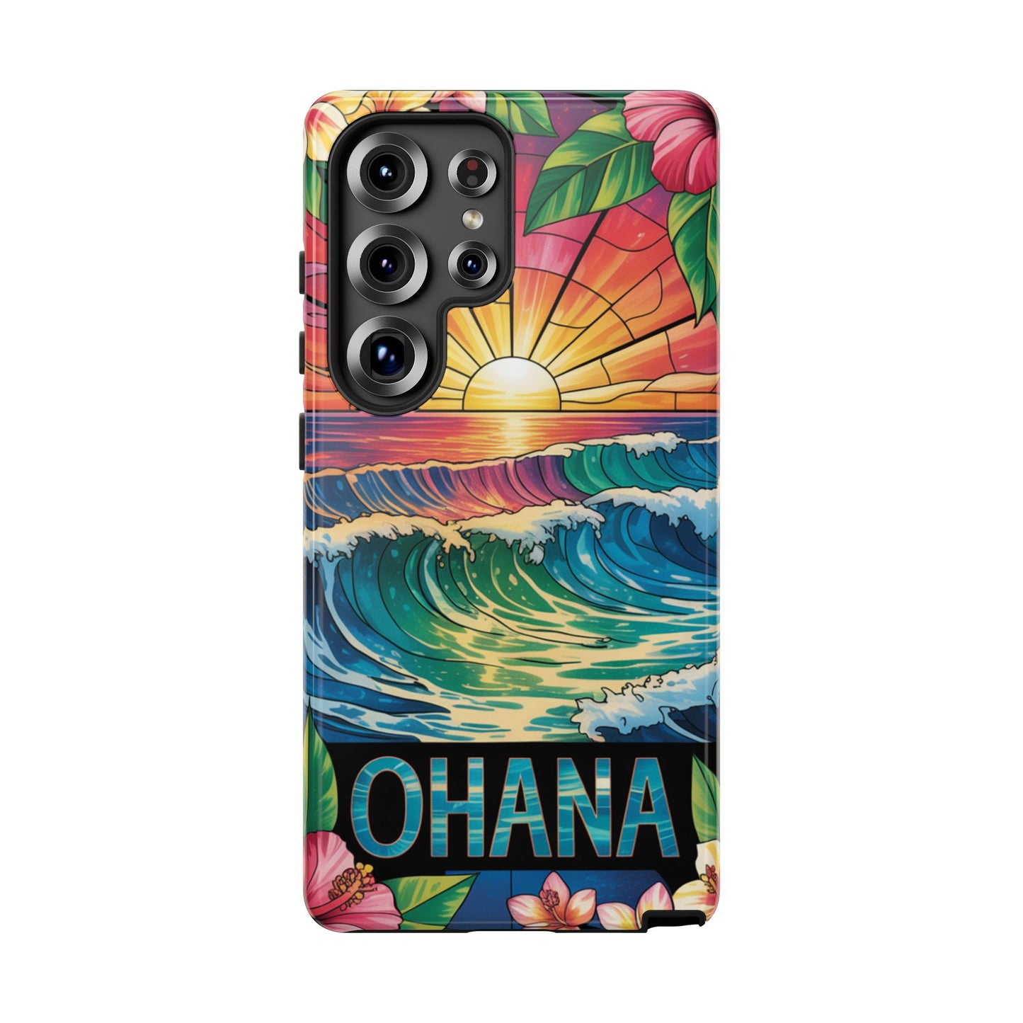 Samsung Galaxy Case Ohana Hawaiian Wave Phone Cover Sunset Tropical Beach Art Protective Case Gift for Samsung Lovers