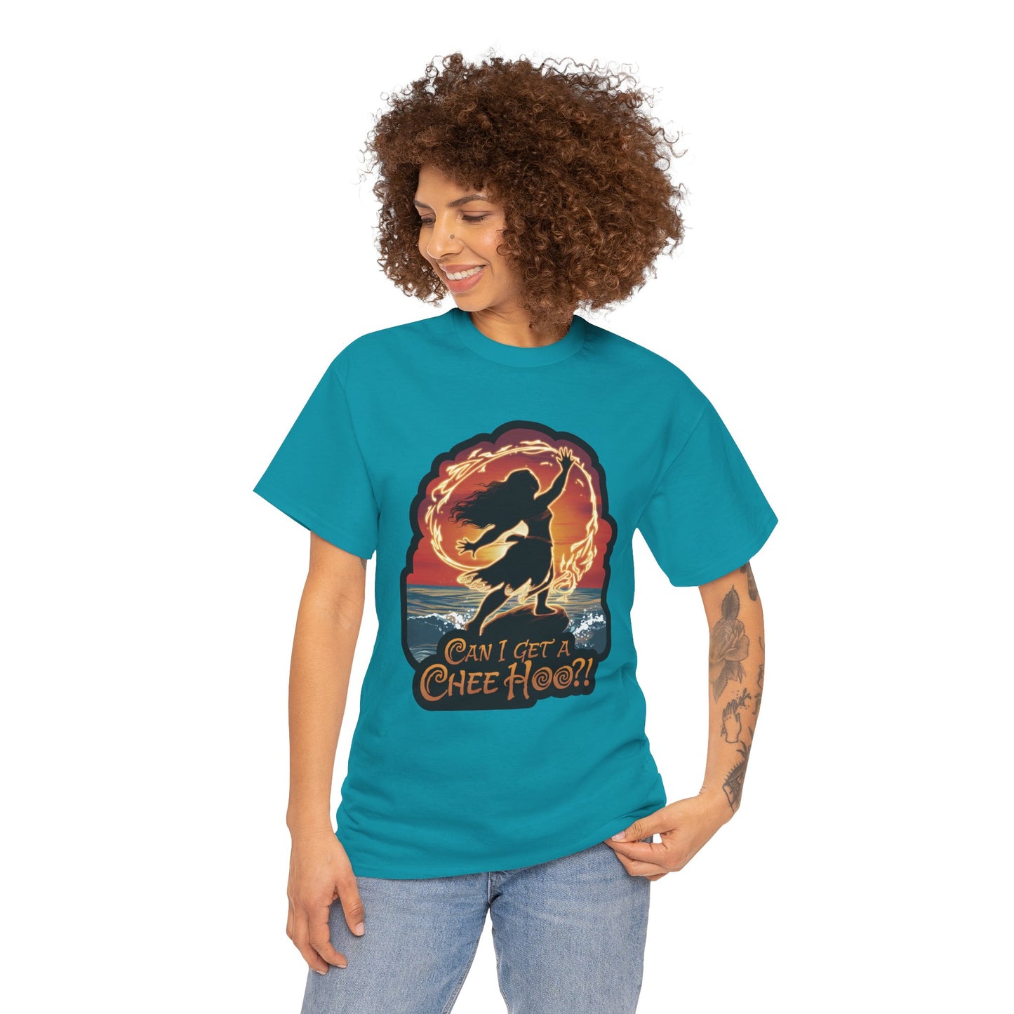 Can I Get a Chee Hoo Shirt – Hawaiian Island Vibes Tee – Hula Dancer Sunset Graphic T-Shirt – Polynesian Luau Party Unisex Top