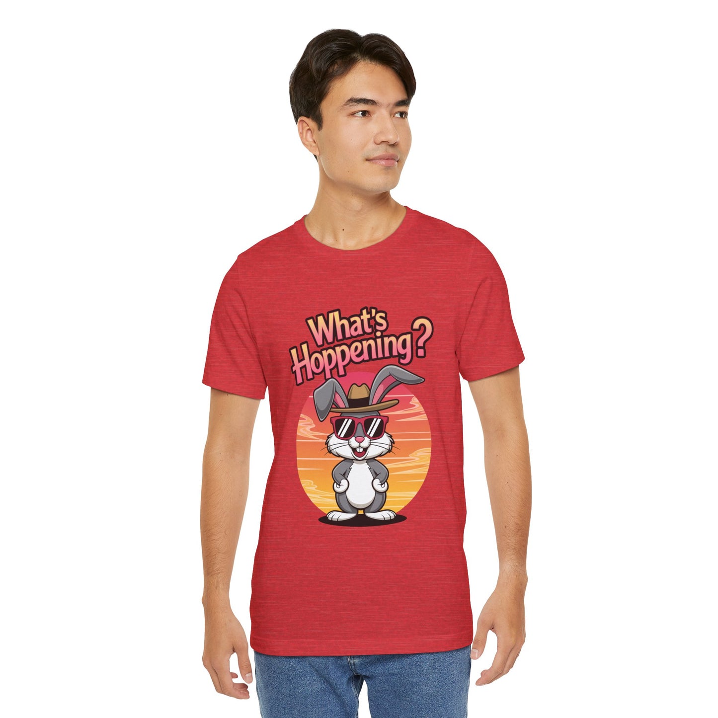 What’s Hoppening Funny Bunny Shirt – Cute Rabbit Pun T-Shirt – Sunset Graphic Tee for Animal Lovers, Easter, and Pun Enthusiasts