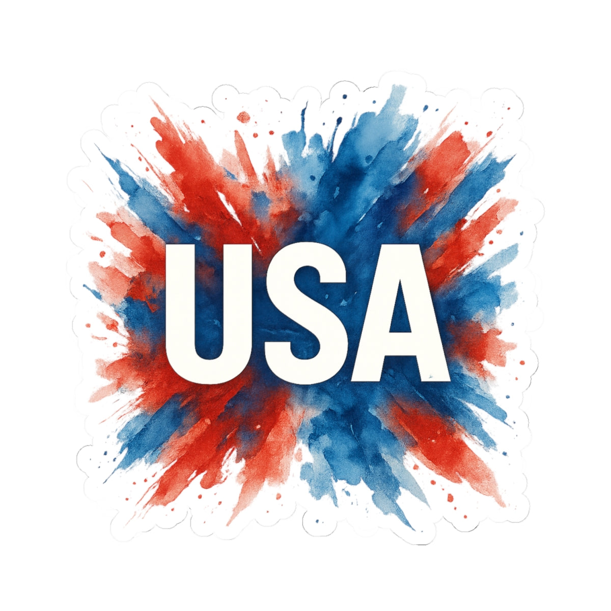 USA Watercolor Sticker - Kiss-Cut Vinyl Patriotic Decal, Independence Day Decor, Laptop and Journal Sticker, July 4th Gift