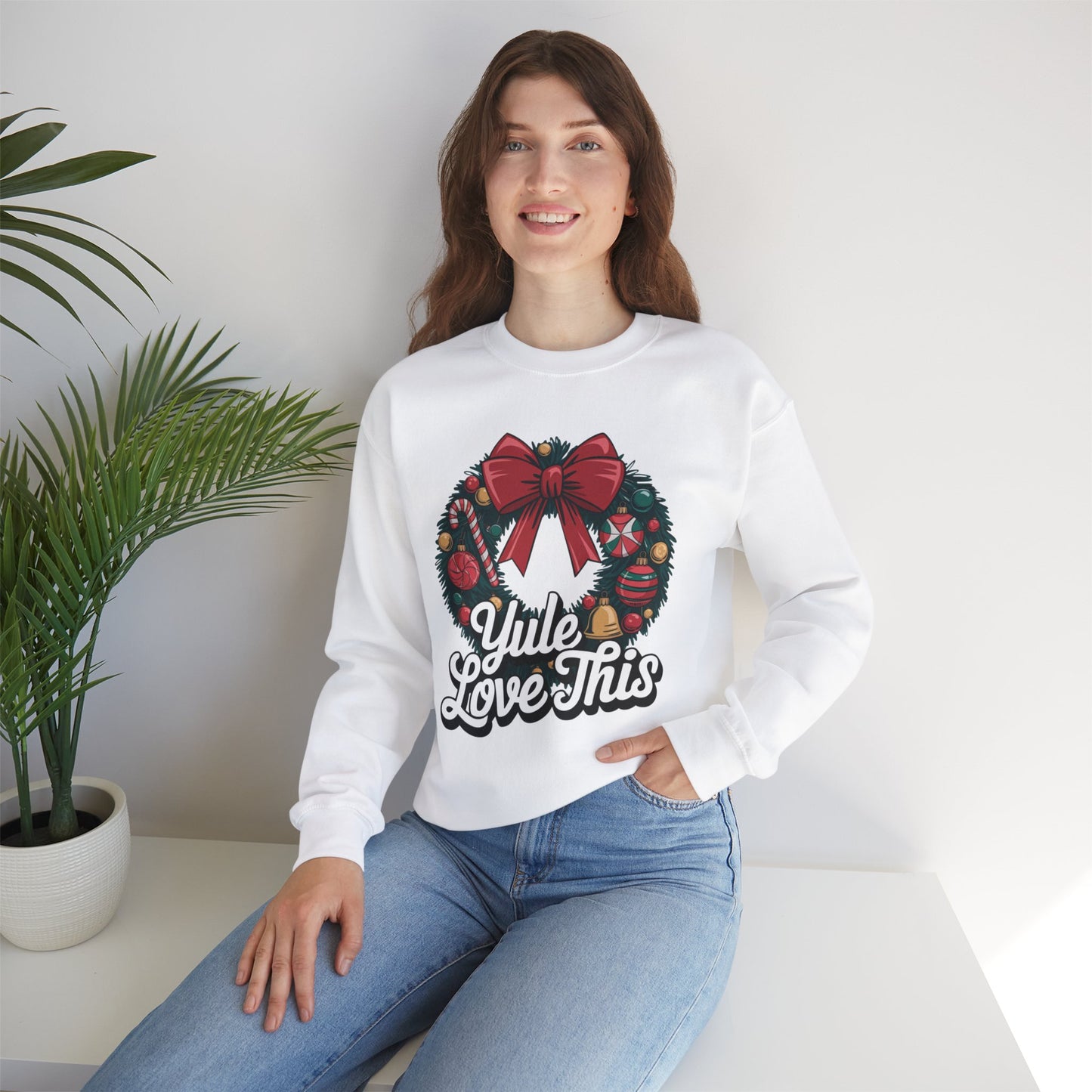 Christmas Wreath Unisex Sweatshirt, Yule Love This Holiday Jumper, Fun Crewneck Pullover, Festive Winter Apparel, Xmas Gift for Him and Her