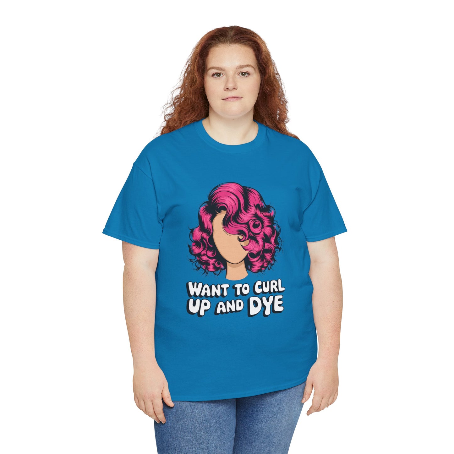 Curly Hair Tee: Want To Curl Up And Dye – Funny Hair Colorist Tee, Salon & Curl Lovers Gift, Trendy Graphic Shirt for Hairstylists