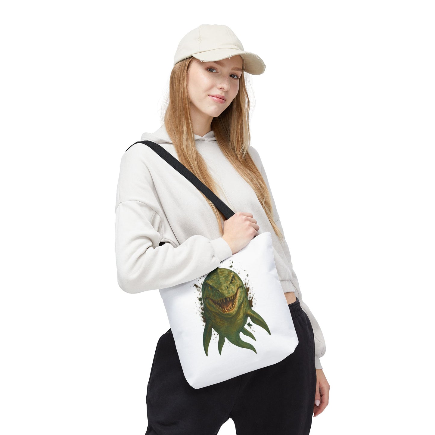 Watercolor Mosasaurus Tote Bag - Prehistoric Sea Monster Art, Dinosaur Ocean Reptile Gift, Eco Canvas Bag for Dino and Marine Fans