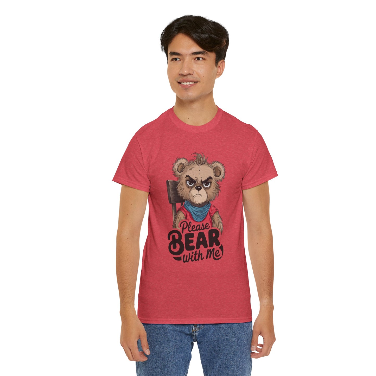 Grumpy Bear Graphic Tee – Please Bear With Me Shirt – Funny Animal T‑shirt – Sarcastic Humor Gift – Cute Bear Meme Art Tee