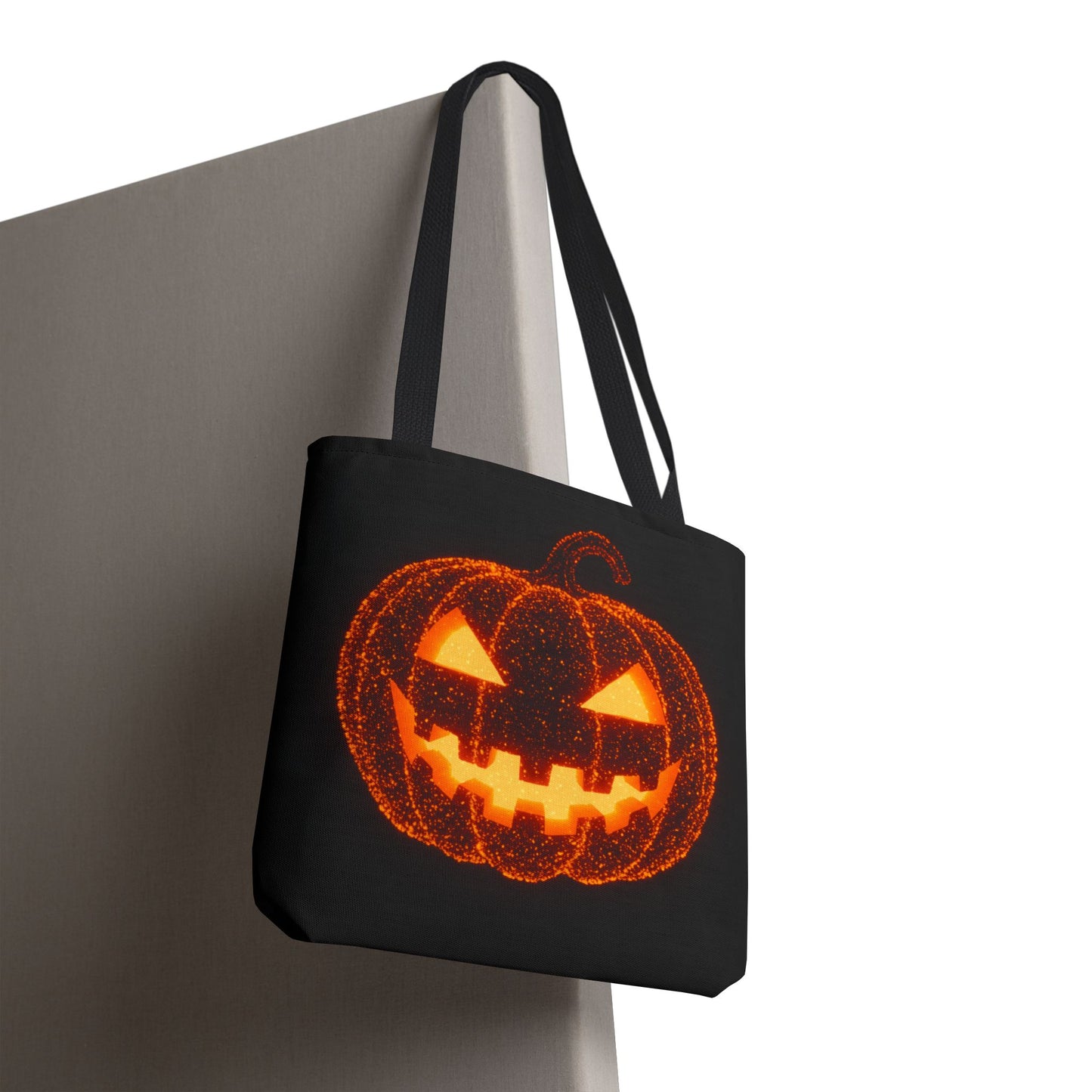 Glowing Pumpkin Tote Bag, Jack O Lantern Halloween Canvas Tote, Spooky Trick Or Treat Bag, Reusable Pumpkin Design Tote, Halloween Gift Bag