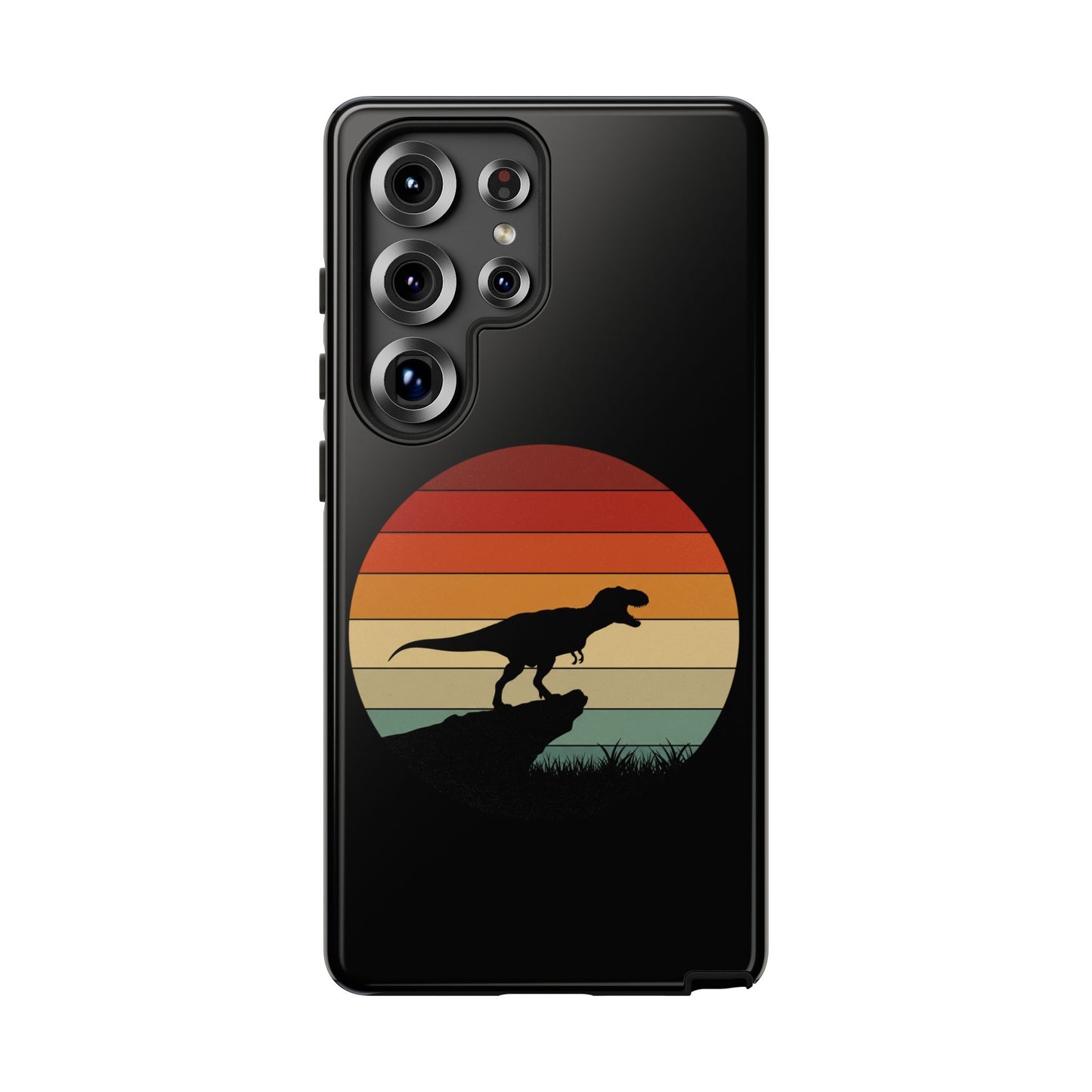 Retro Sunset Dinosaur Samsung Case | T-Rex Silhouette Vintage Gradient Cover for Galaxy S25/S24/S23 Series Dinosaur Phone Case