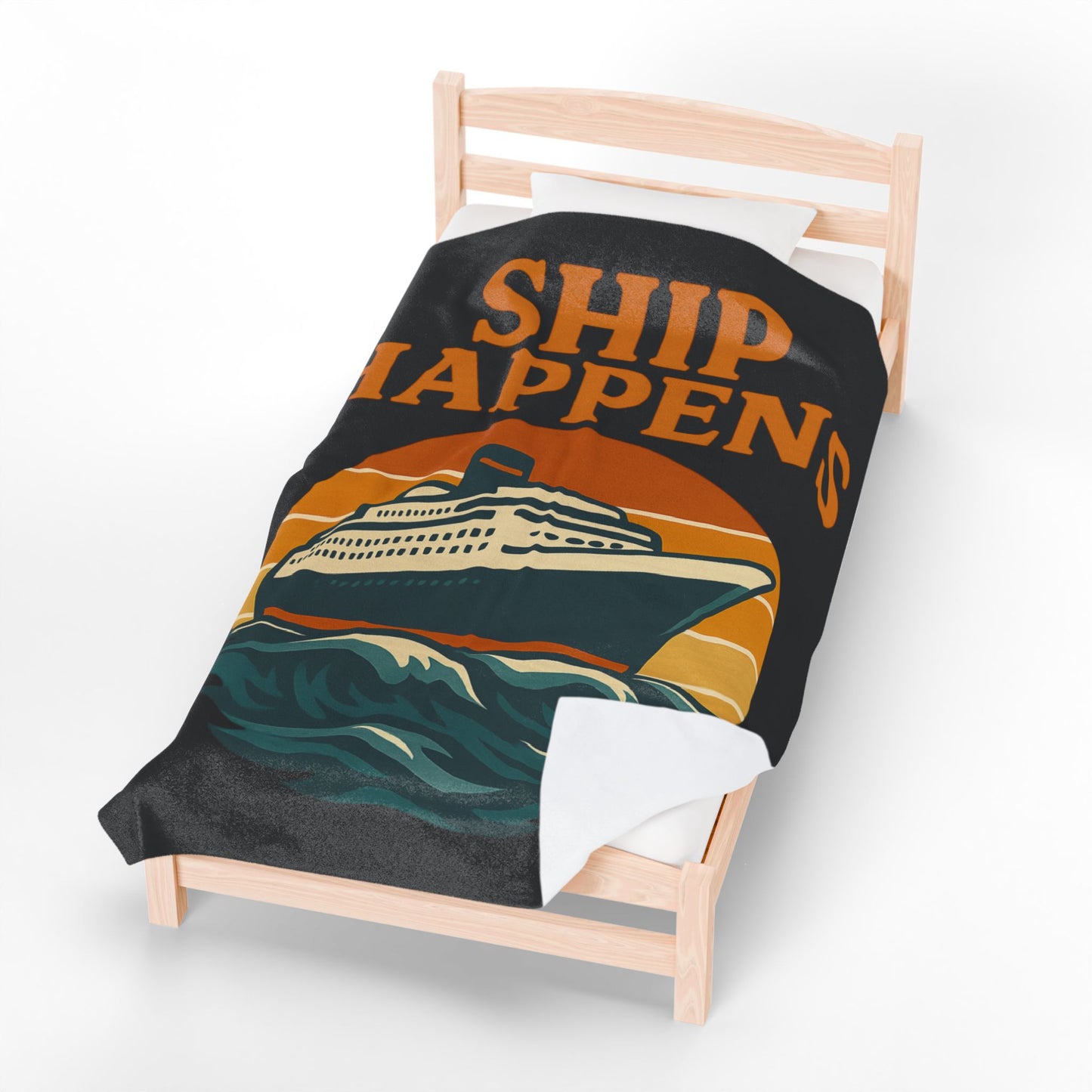 Funny Cruise Blanket – “Ship Happens” Throw Blanket, Nautical Gift for Cruise Lover, Travel Pun Blanket, Boat Trip Must-Have