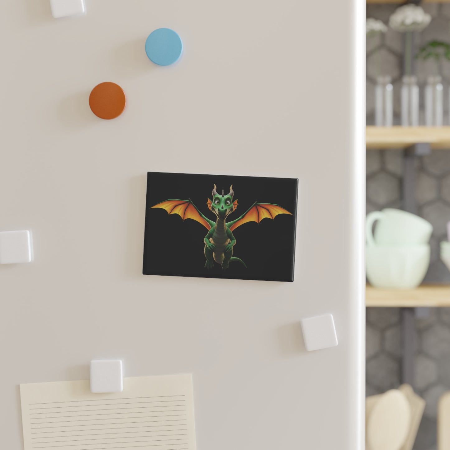 Cute Green Dragon Fridge Magnet | Fantasy Refrigerator Decor | DnD Gift for Dragon Lover | Mythical Creature Magnet