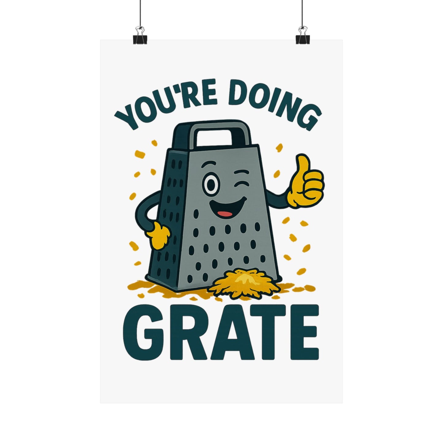 Poster - 'You're Doing Grate' Funny Decor Gift for Chef Kitchen Decoration Inspirational Saying for Cheese Lovers