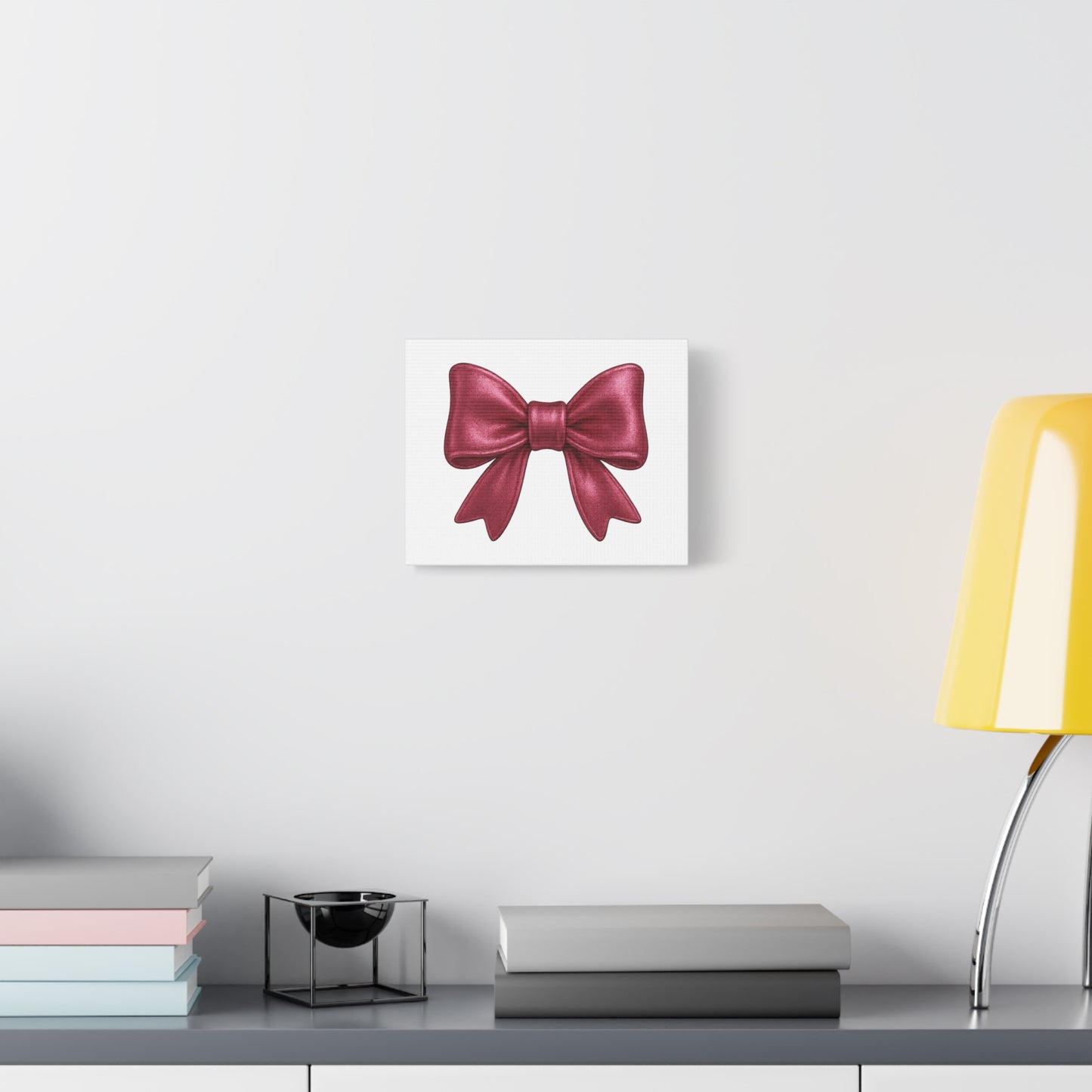 Red Bow Canvas Wall Art – Modern Christmas Decor, Gift for Her, Glam Room Wall Print, Elegant Ribbon Artwork