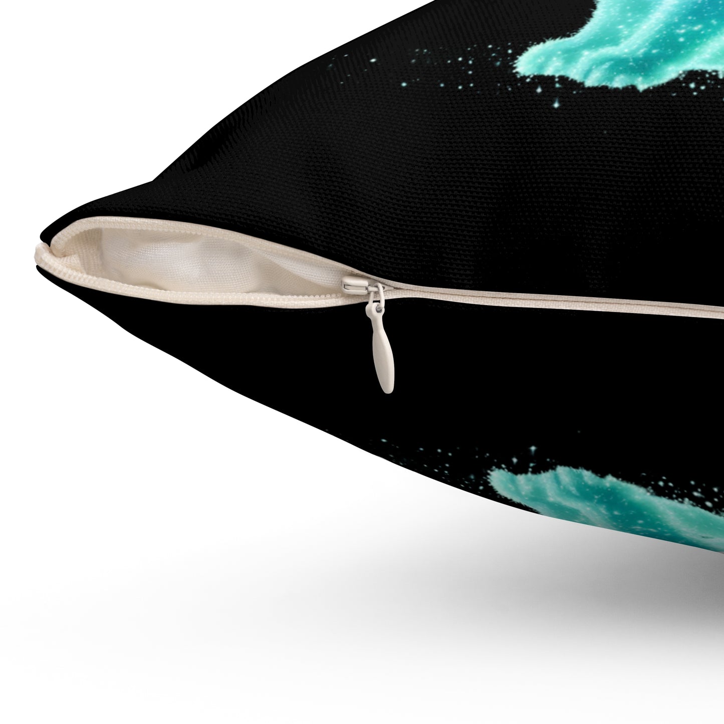 Square Pillow with Bioluminescent Easter Bunny Design