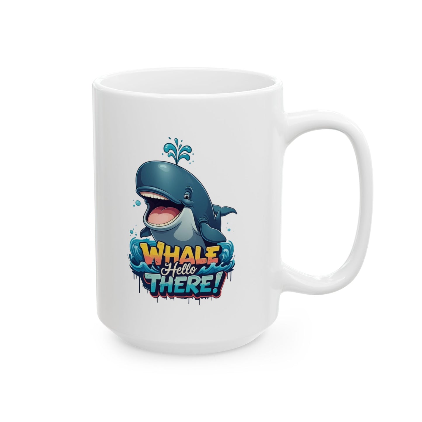 Whale Hello There Mug – Cute Ocean Whale Cartoon Coffee Tea Cup – Funny Pun Design – Nature Animal Lover Gift – Cottagecore Aesthetic Mug