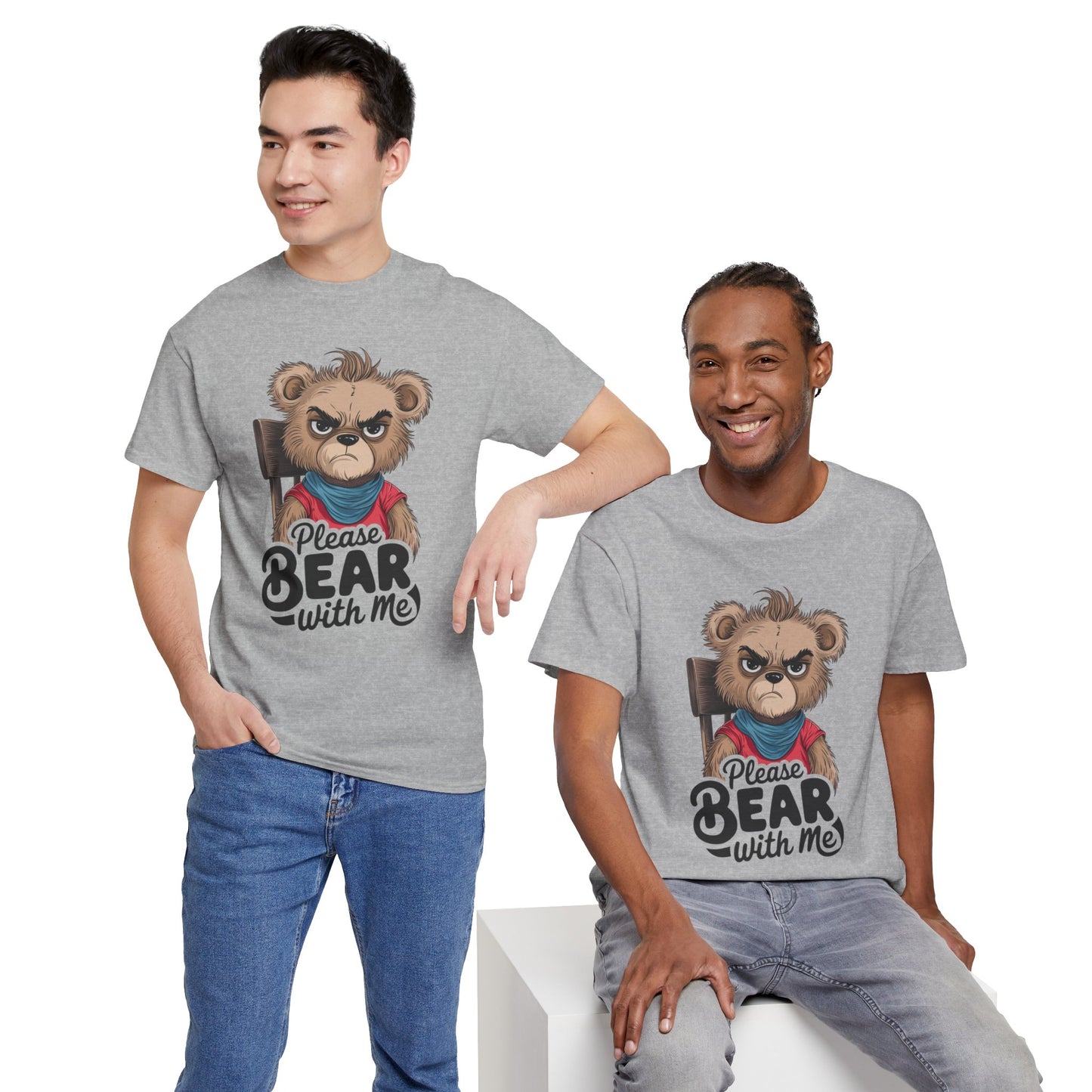 Grumpy Bear Graphic Tee – Please Bear With Me Shirt – Funny Animal T‑shirt – Sarcastic Humor Gift – Cute Bear Meme Art Tee