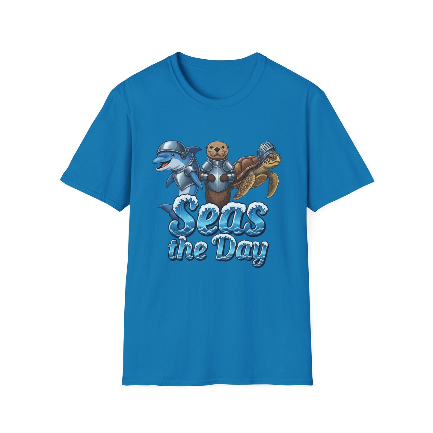 Seas the Day Shirt | Ocean Knight Animals Dolphin Otter Turtle Graphic Tee | Funny Sea Life Adventure Tee | Gift for Beach Lovers