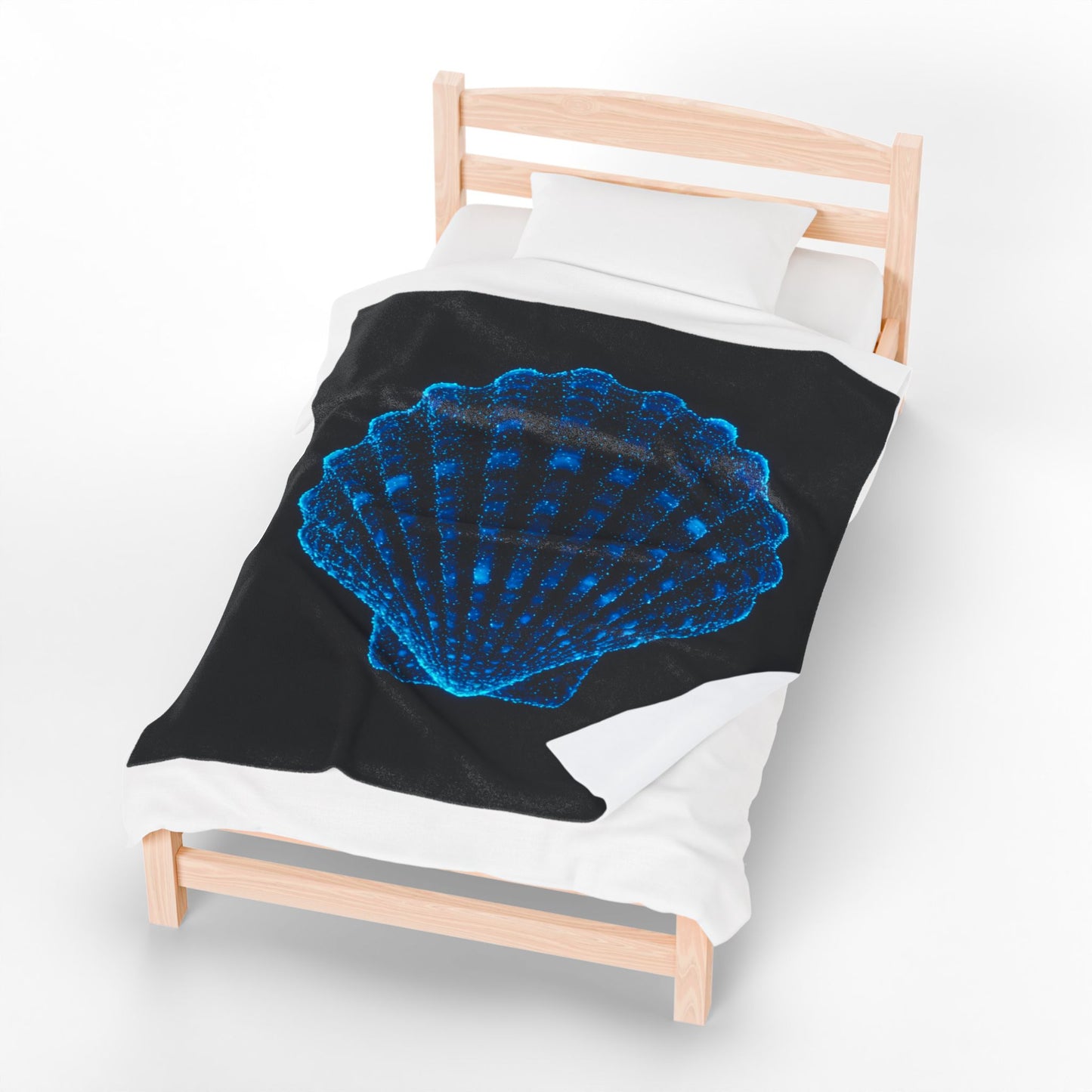 Plush Blanket with Bioluminescent Seashell Design Beach Decor Nautical Blanket