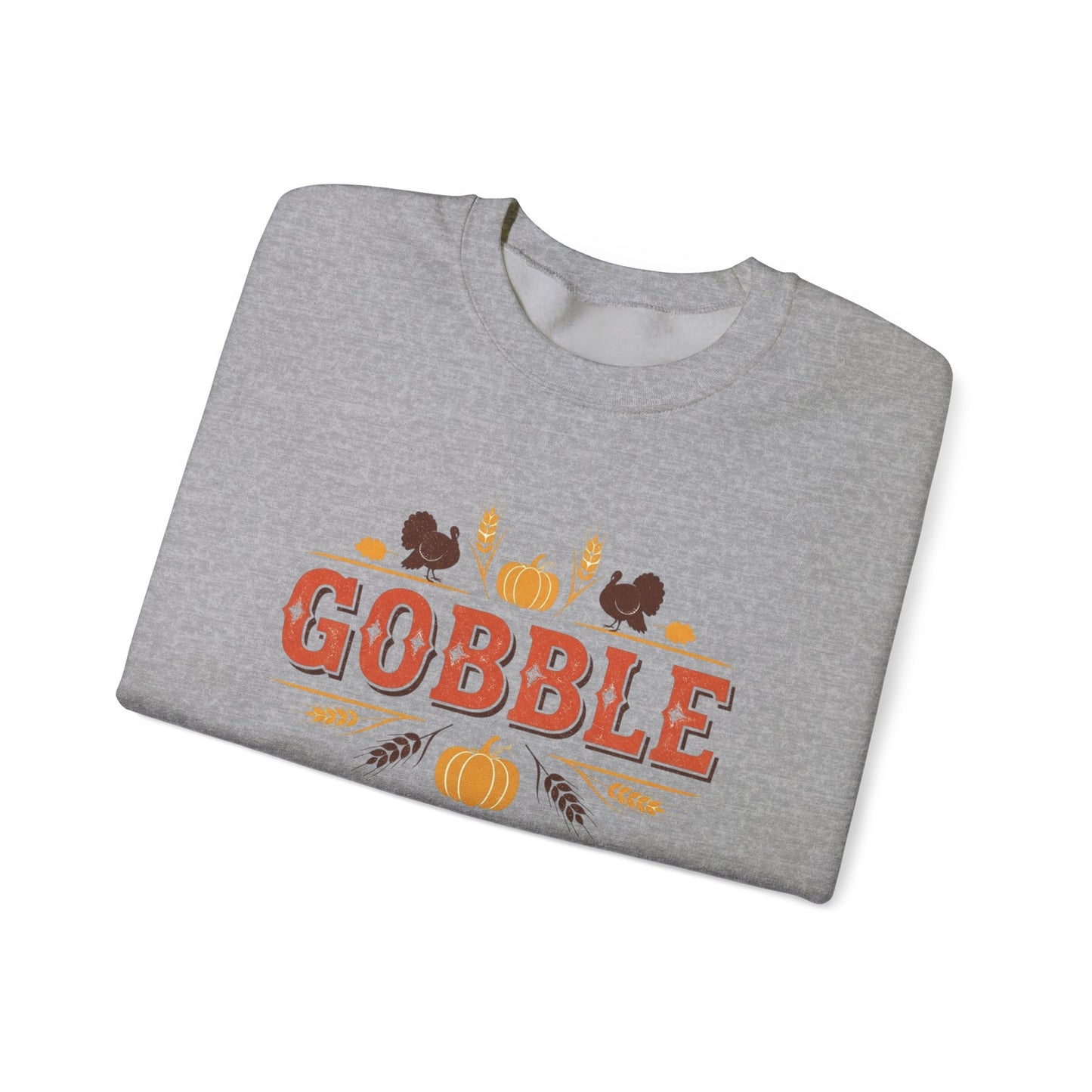 Gobble Thanksgiving Sweatshirt, Fall Pumpkin Turkey Shirt, Cozy Autumn Crewneck, Cute Gobble Pullover, Thanksgiving Dinner Outfit