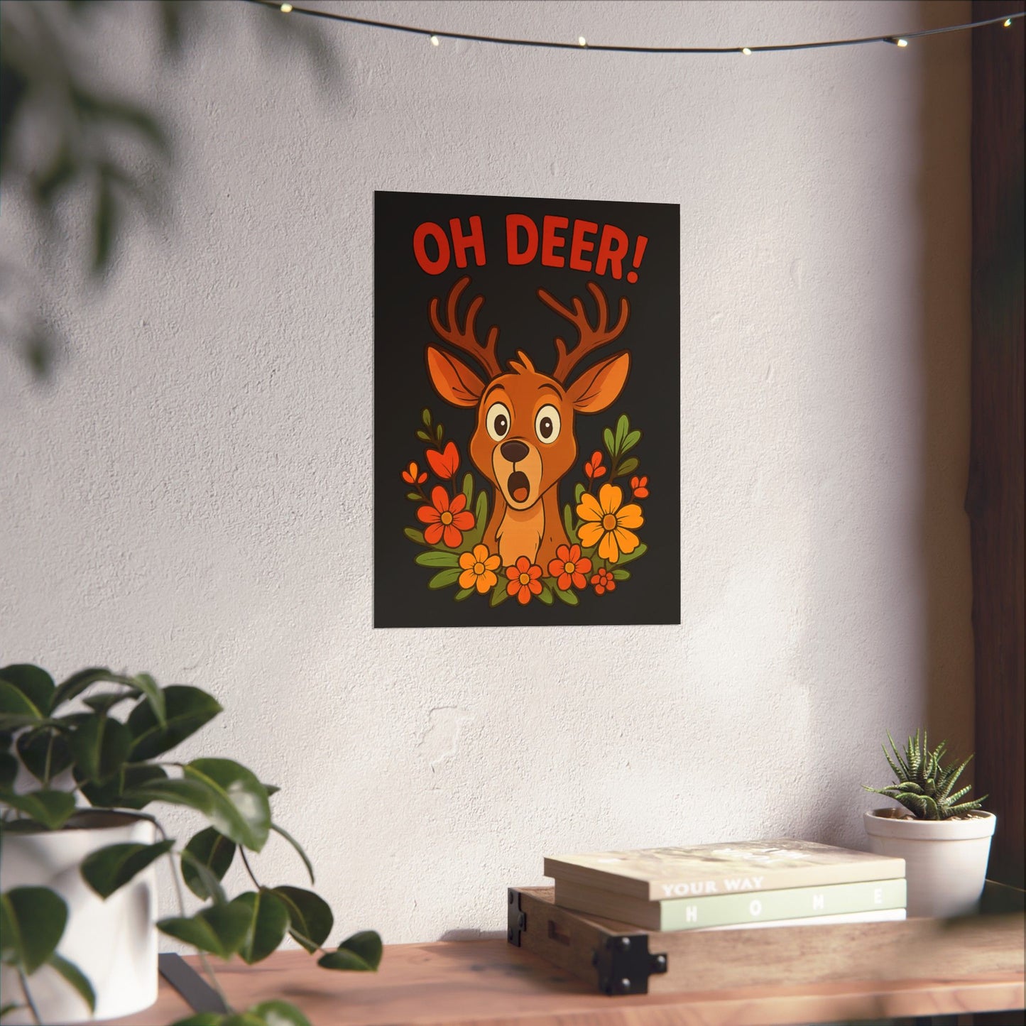 Vertical Poster - Startled Deer 'Oh Deer' Wildlife Decor Nature Decoration Funny Poster