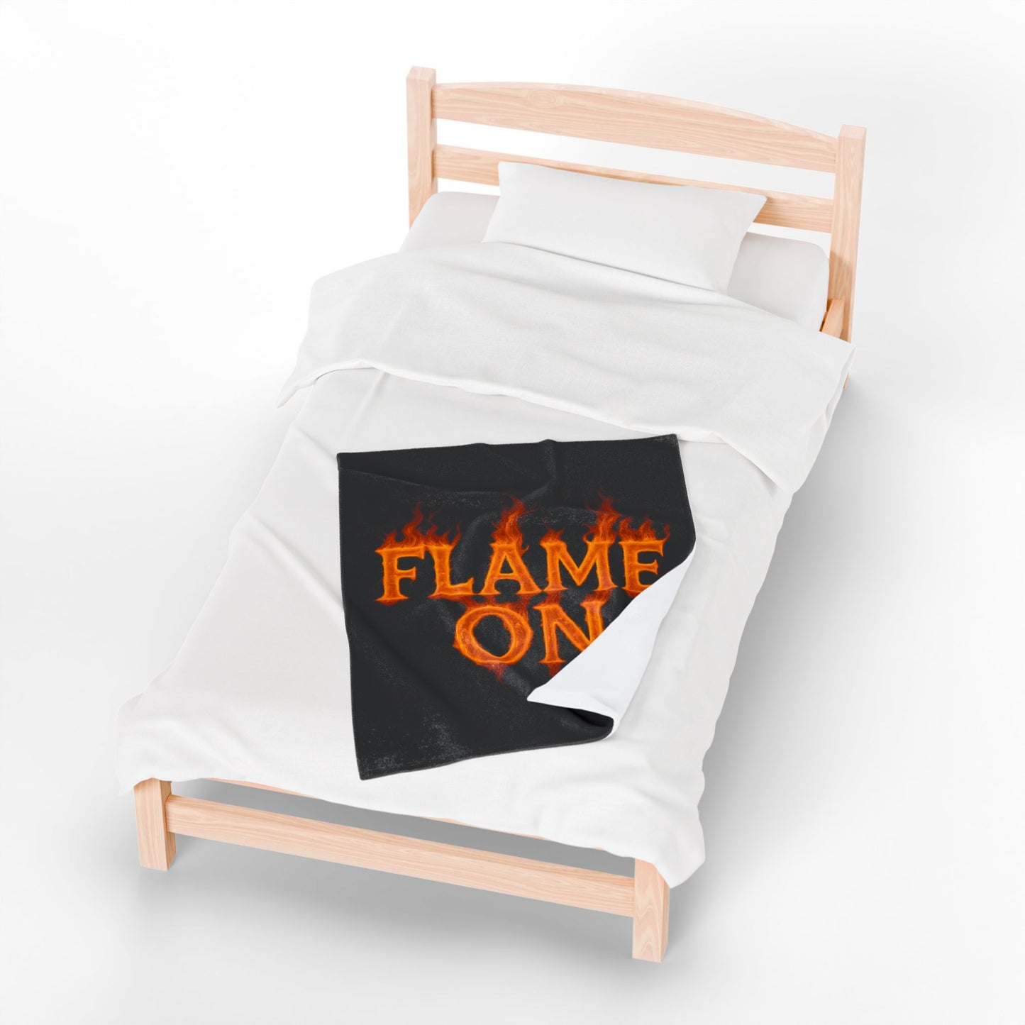 Flame On Fire Typography Blanket - Bold Flame Text Fleece Throw for Comic Fans, Cozy Fire Aesthetic Decor, Hero-Inspired Bedding Gift