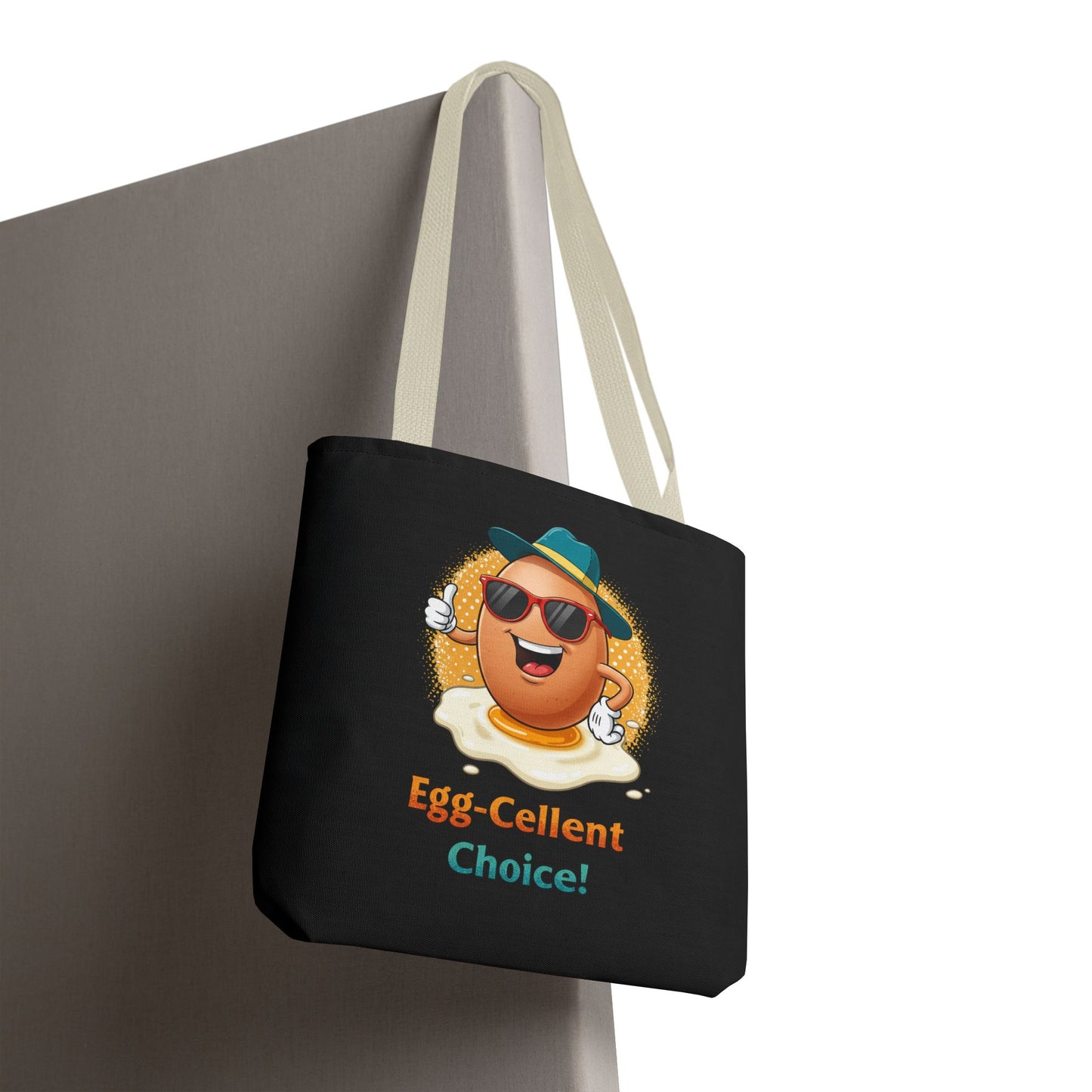 Tote Bag: Egg-Cellent Choice Thumbs Up Pun Design