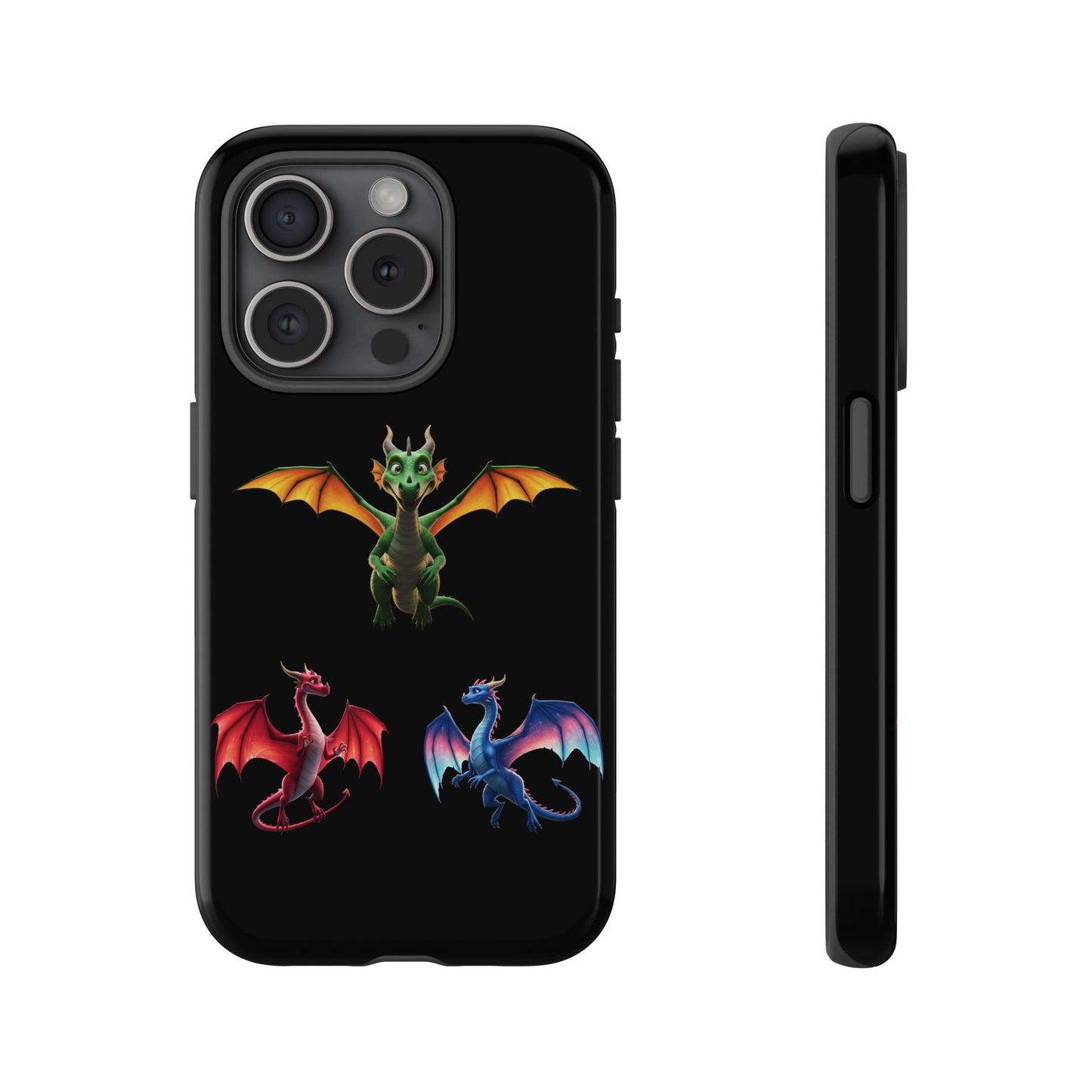 Vibrant Fantasy Dragon iPhone Case - Tough Armor Cover for iPhone 15/14/13 - Colorful Mythical Wings Gift for Dragon Lovers