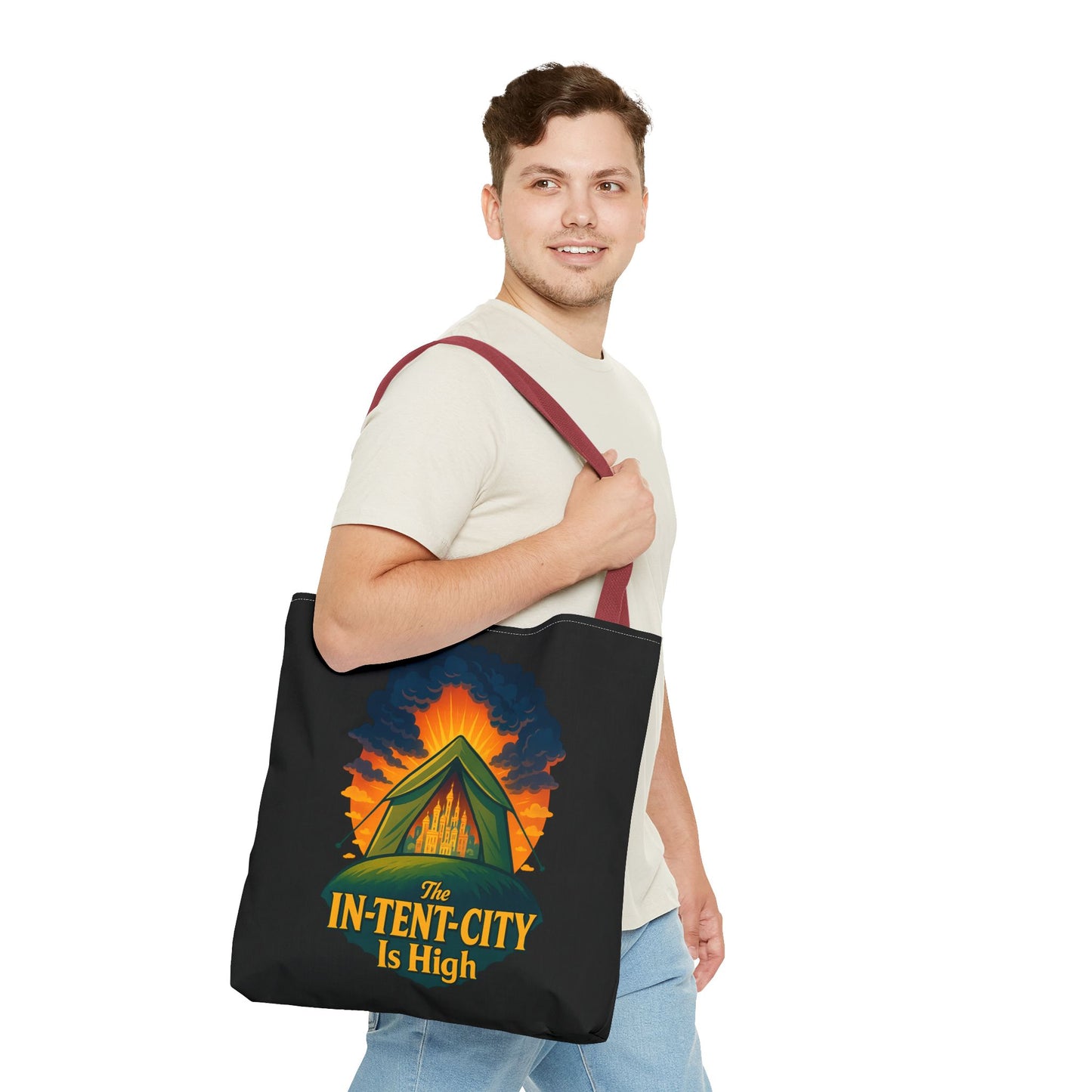 City Tent Tote Bag, The In-Tent-City Is High Funny Bag Intensity Tote Everyday Carry